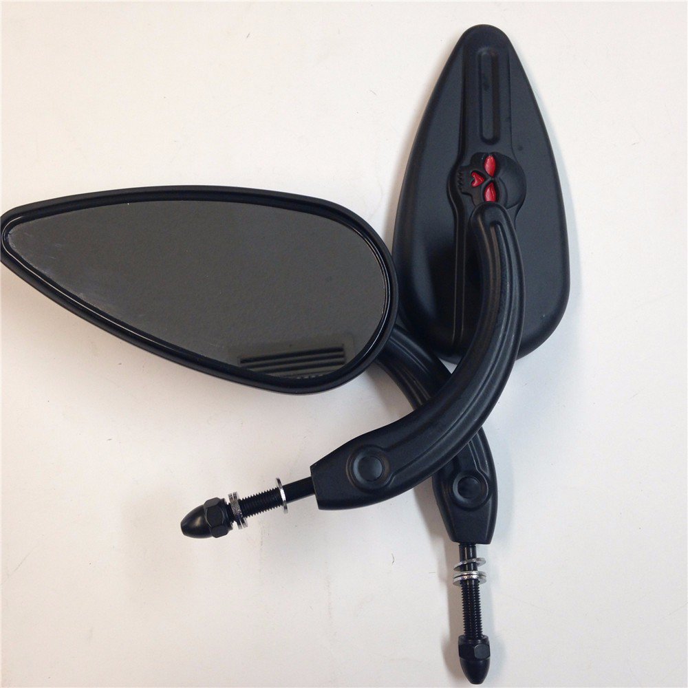 Httmt Mt383-Sc-Bk Black Teardrop Skull Zombie Mirrors Compatible With Sportster Dyna Touring Dyna Wide Glide Efi Fxdwgi