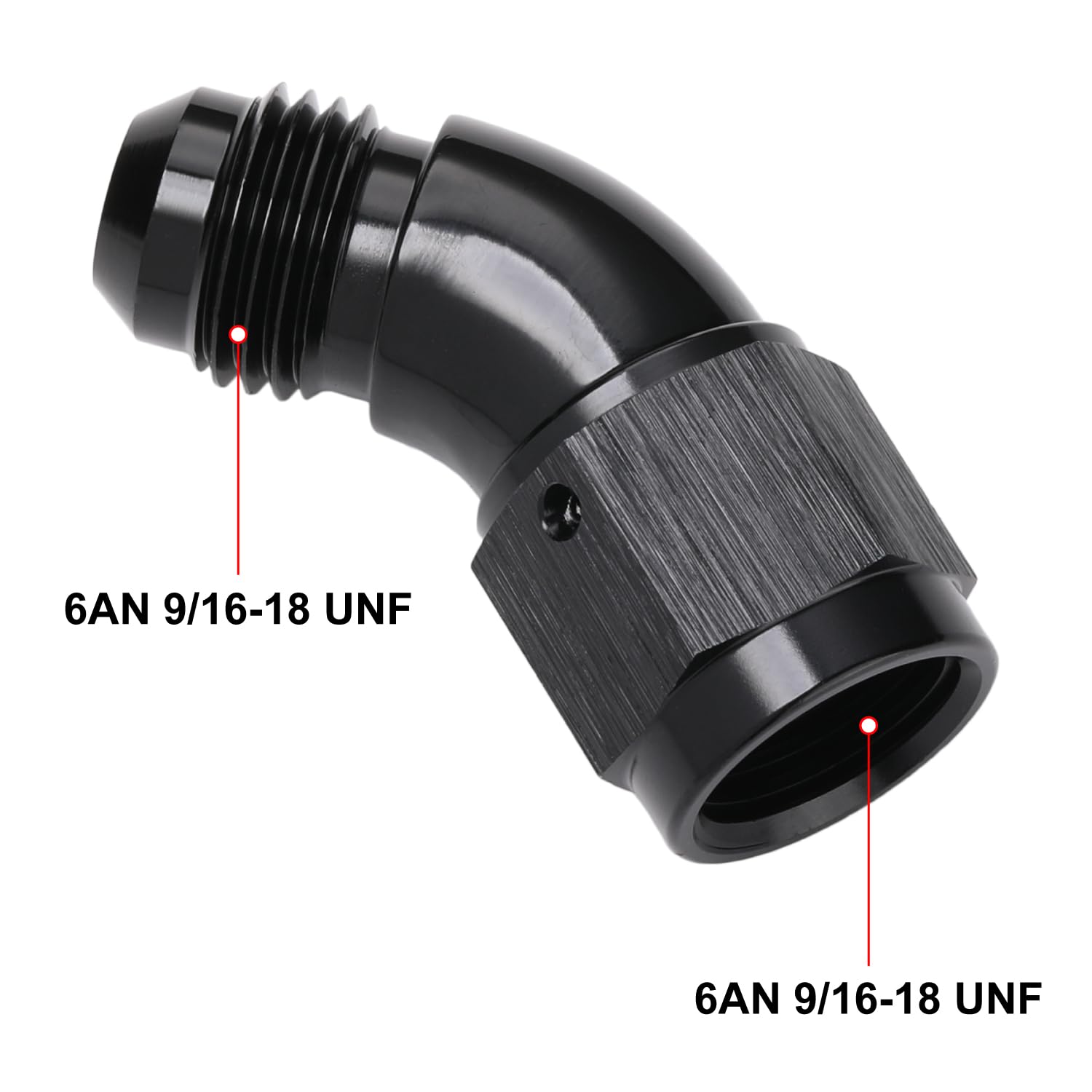 Podavelle 45 Degree 6An Male To 6An Female Swivel Full Flow Fitting Adapter Coupler Aluminum Black