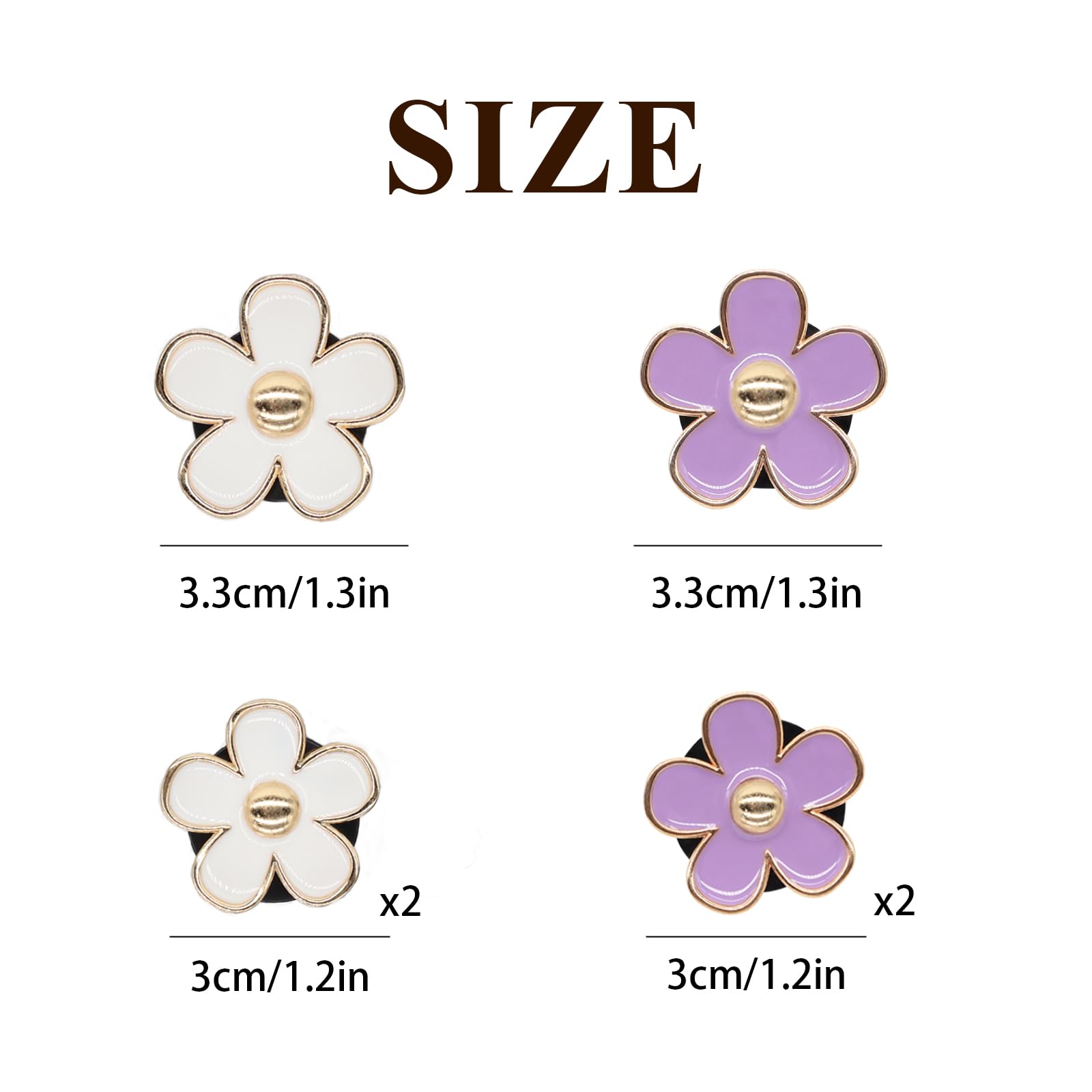 Oriesse 6Pcs Flowers Car Air Freshener Vent Clips Purple White Daisy Air Vent Clip Car Accessories For Women 3.3Cm/3Cm Flower Ve