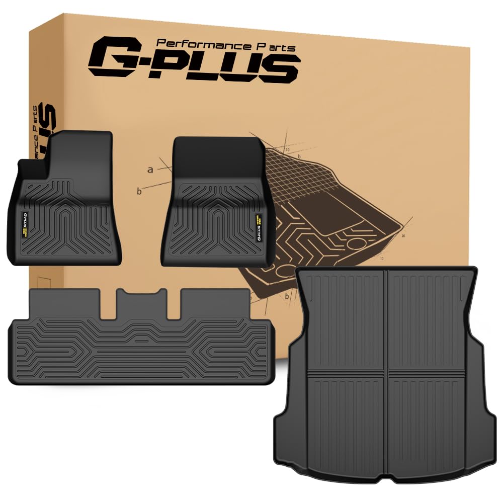 G-PLUS Floor Mats & Cargo Liner Compatible with Tesla Model 3 2017 2018 2019 2020 2021 2022 2023 Floor Liners,TPE All Weather Cu