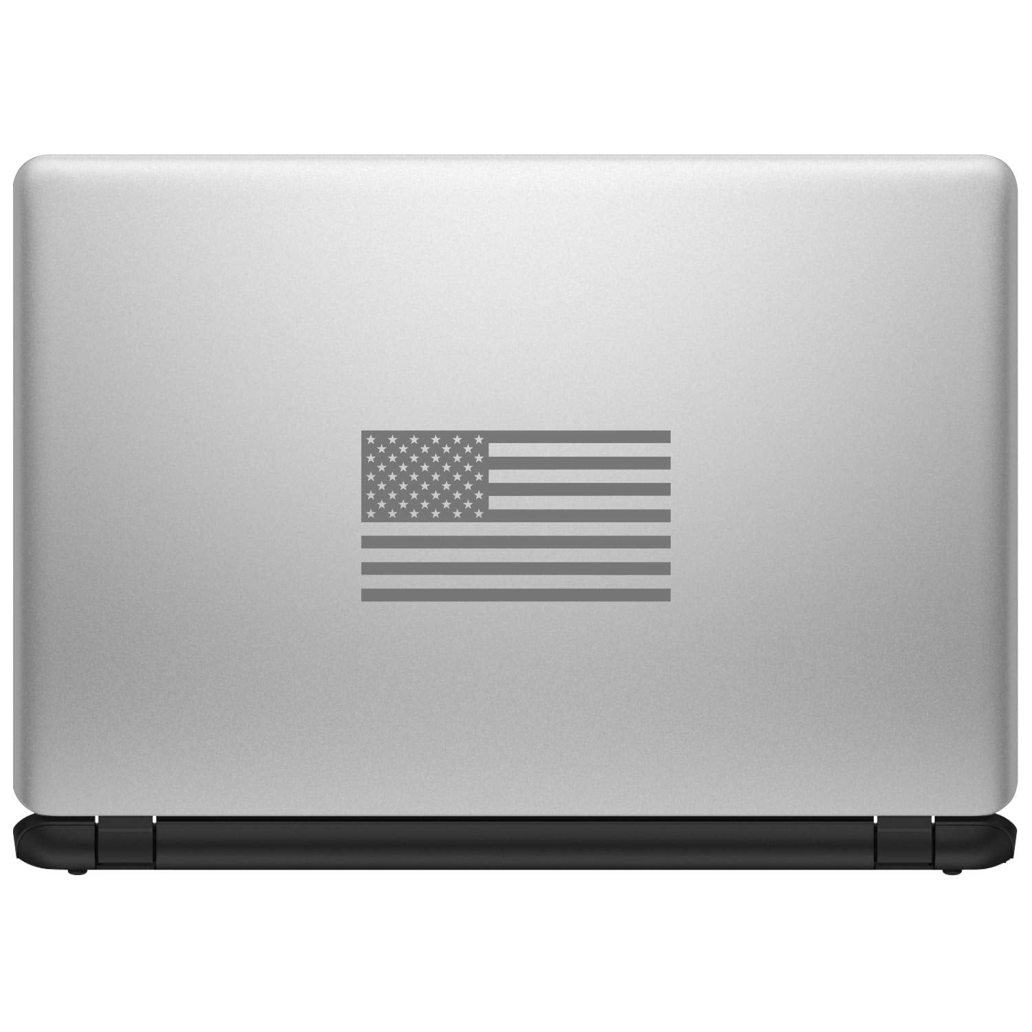 American Us Flag [Pick Color/Size] Vinyl Decal Sticker For Laptop/Car/Truck/Window/Bumper (5In X 2.8In [3-Pack], Matte Gray)