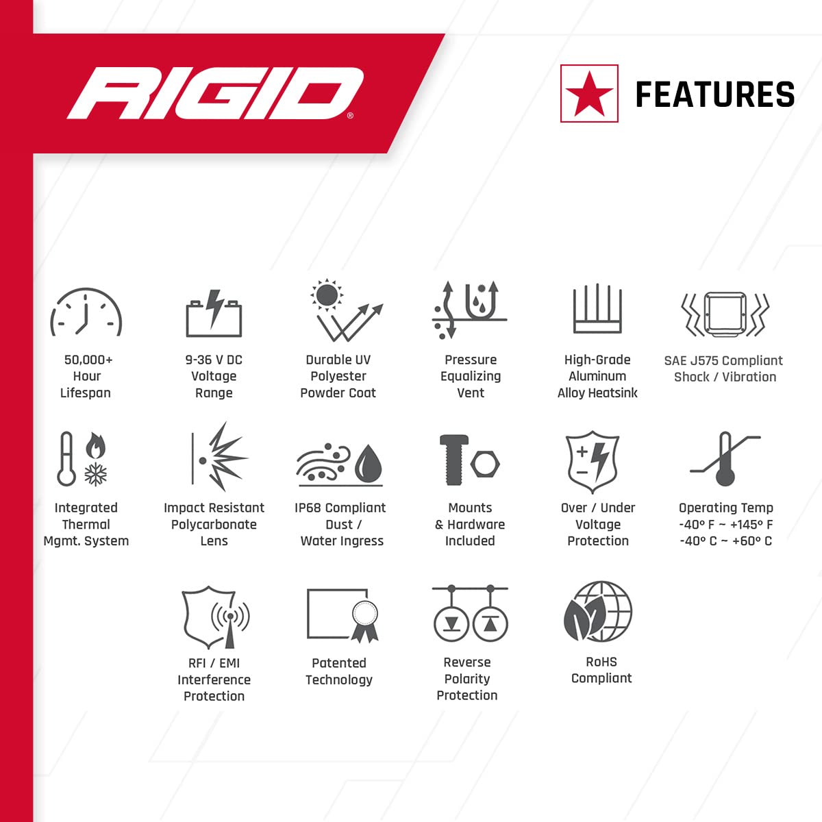 Rigid Industries - Sr-Q Pro Flood Diffused Pair Black Flush Mount 925513