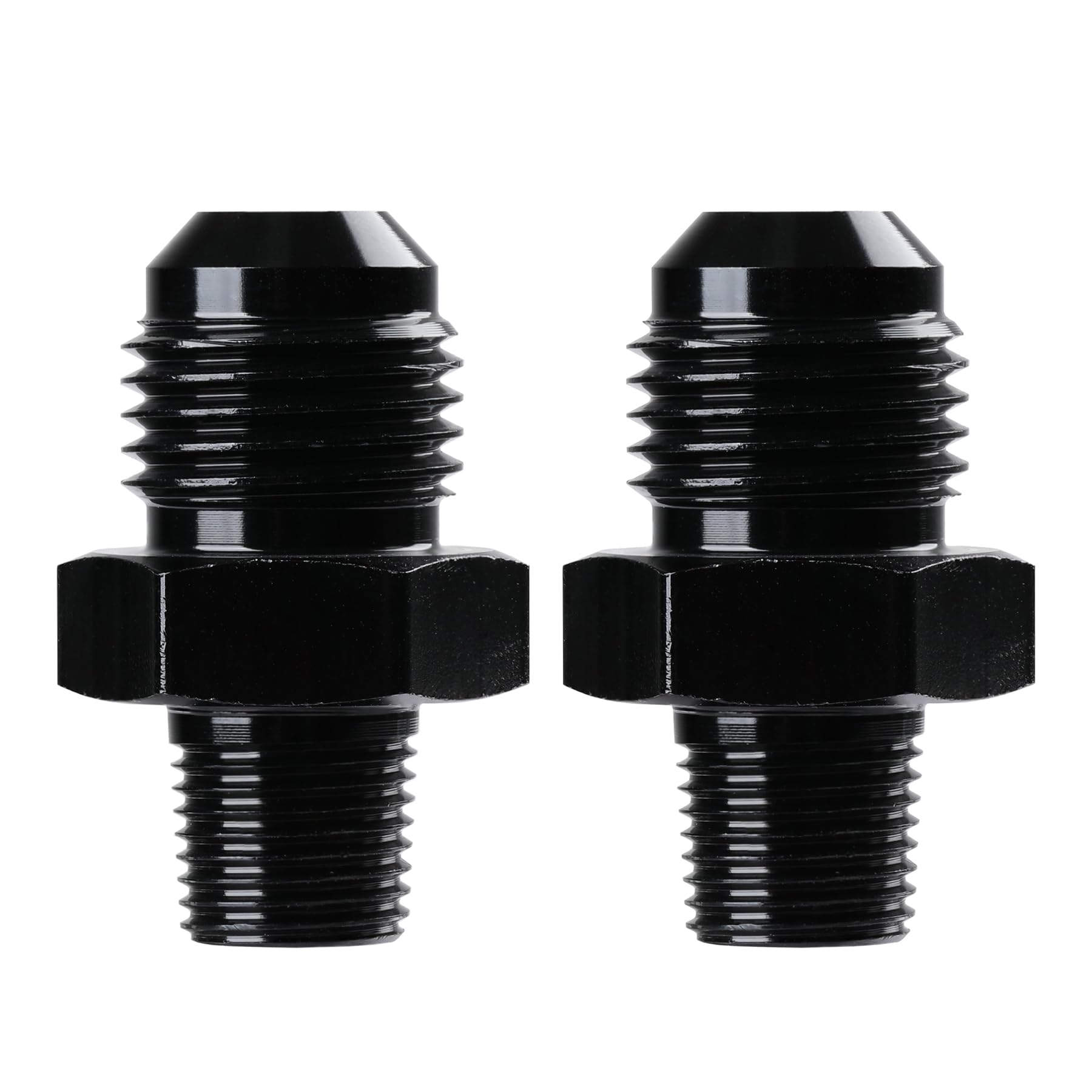 Ucreative 6An Male Flare To 1/8' Npt Pipe Fitting Adapter Aluminum Straight Black 2Pcs