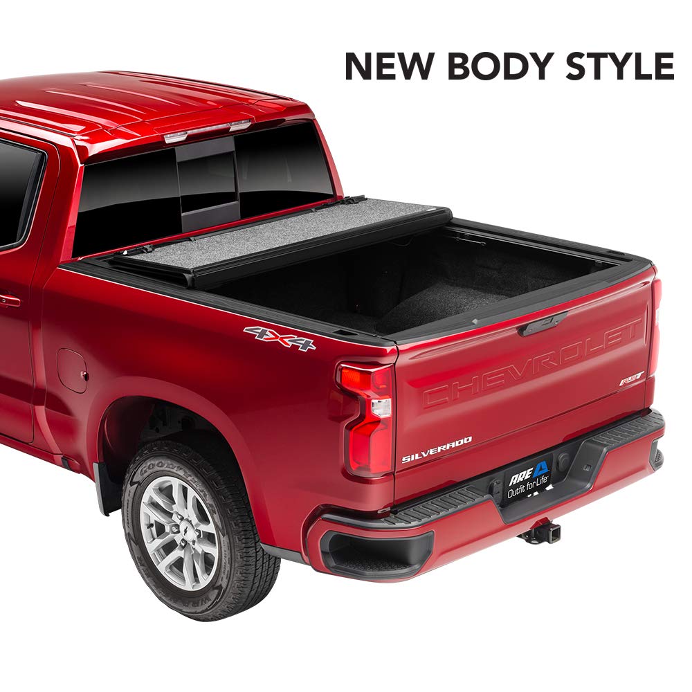 A.R.E. Fusion Painted Hard Fold Truck Bed Tonneau Cover | Ar12022L-G7C | Fits 2019 - 2021 Gmc Sierra 1500 W/ Or W/O Multipro Tailgate 5' 8' Bed (70'), Paint Code: G7C Pull Me Over Red