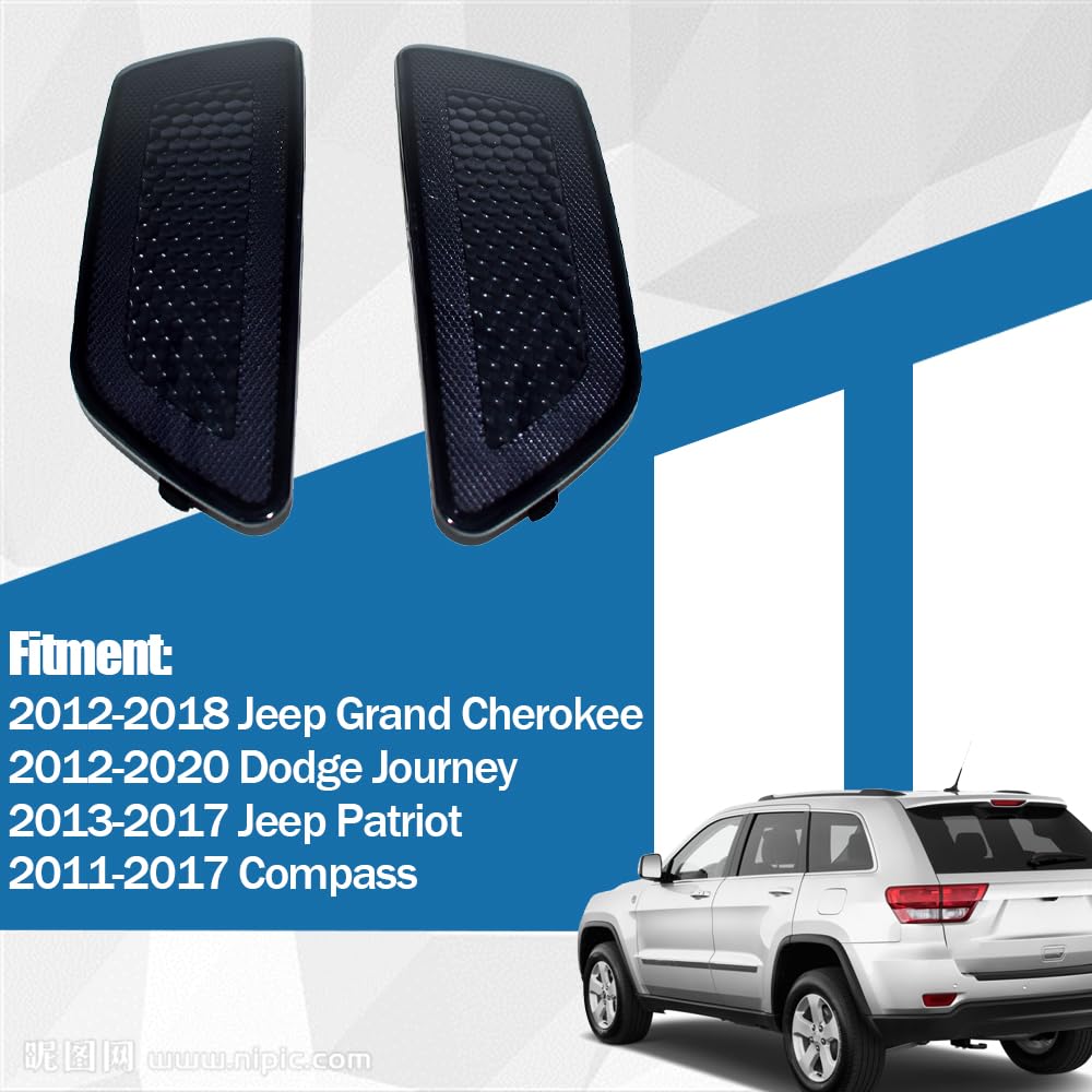 CULMKARI Black Rear Bumper Trim Reflector Lights Fits for 2012-2018 Jeep Grand Cherokee 2012-2020 Dodge Journey 2013-2017 Jeep L