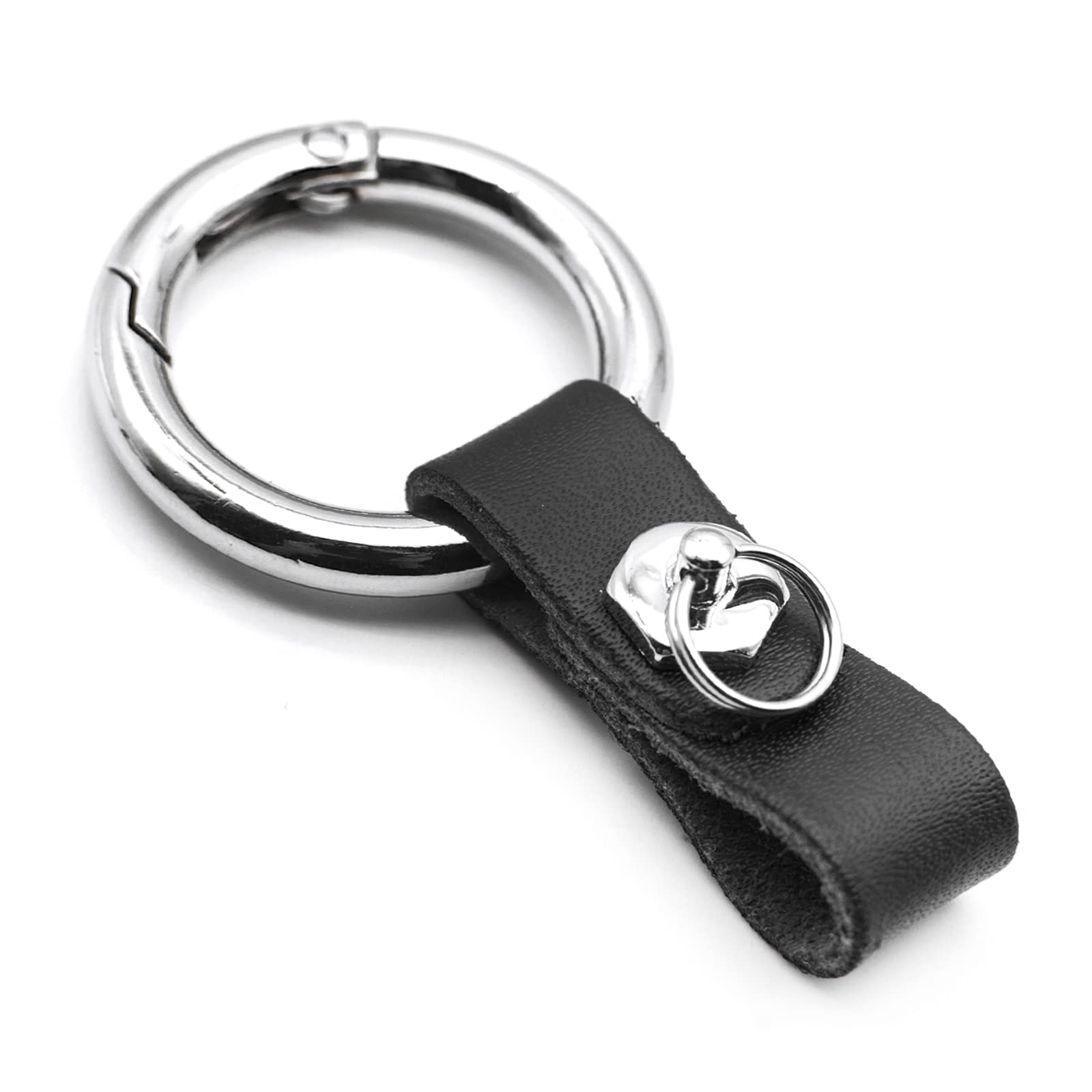 Feyoun Key Chain Car Key Clip Quick Release Leather Car Keychain For Men And Women - Black Color, With Anti-Lost Ring, Short