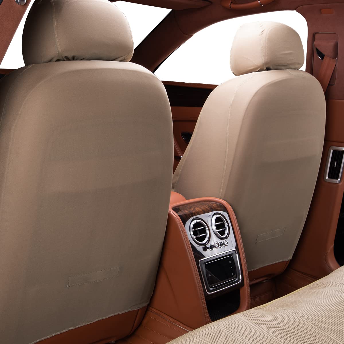 Flying Banner car seat Covers Set airmesh Breathable Fashion Easy Bench Split Protectors Sport Fashion (Beige & Beige, Full Set