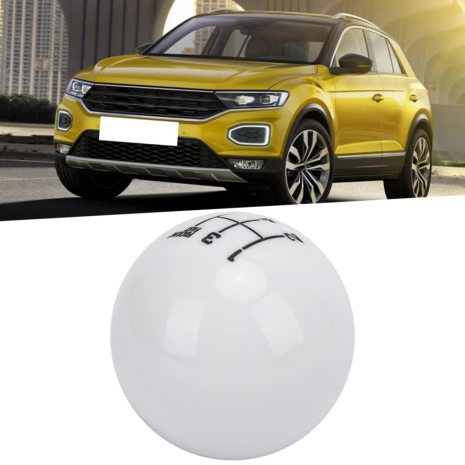 Round Ball Gear Shift Knob,Kimiss M12X1.25 5 Speed Gear Shift Knob Head With 3 Adapter Universal Automobile Accessory (White)