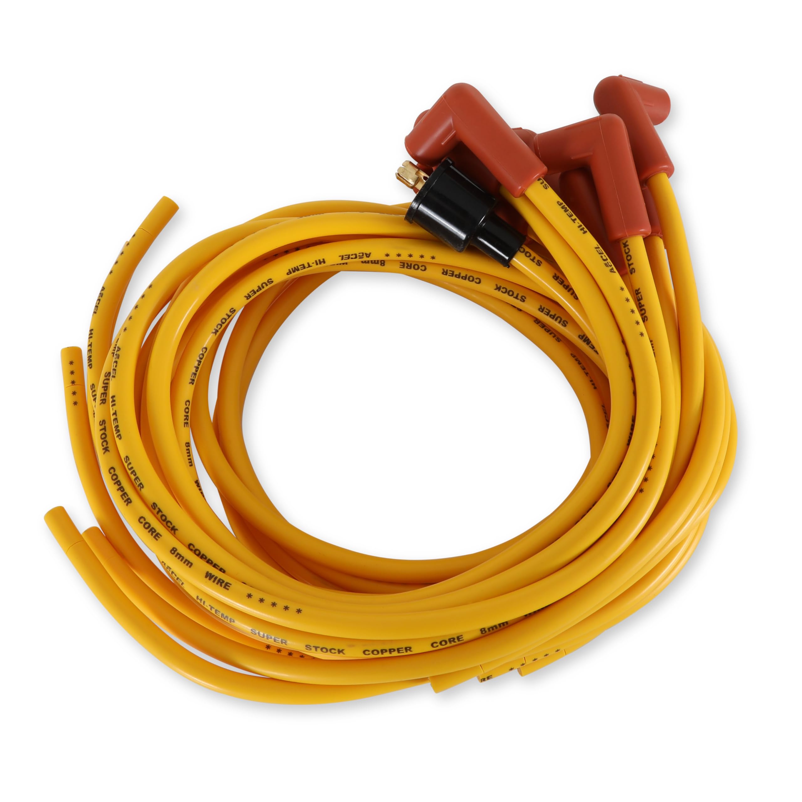 Accel 4039 Spark Plug Wire Set - 8Mm - Yellow With Orange Straight Boots