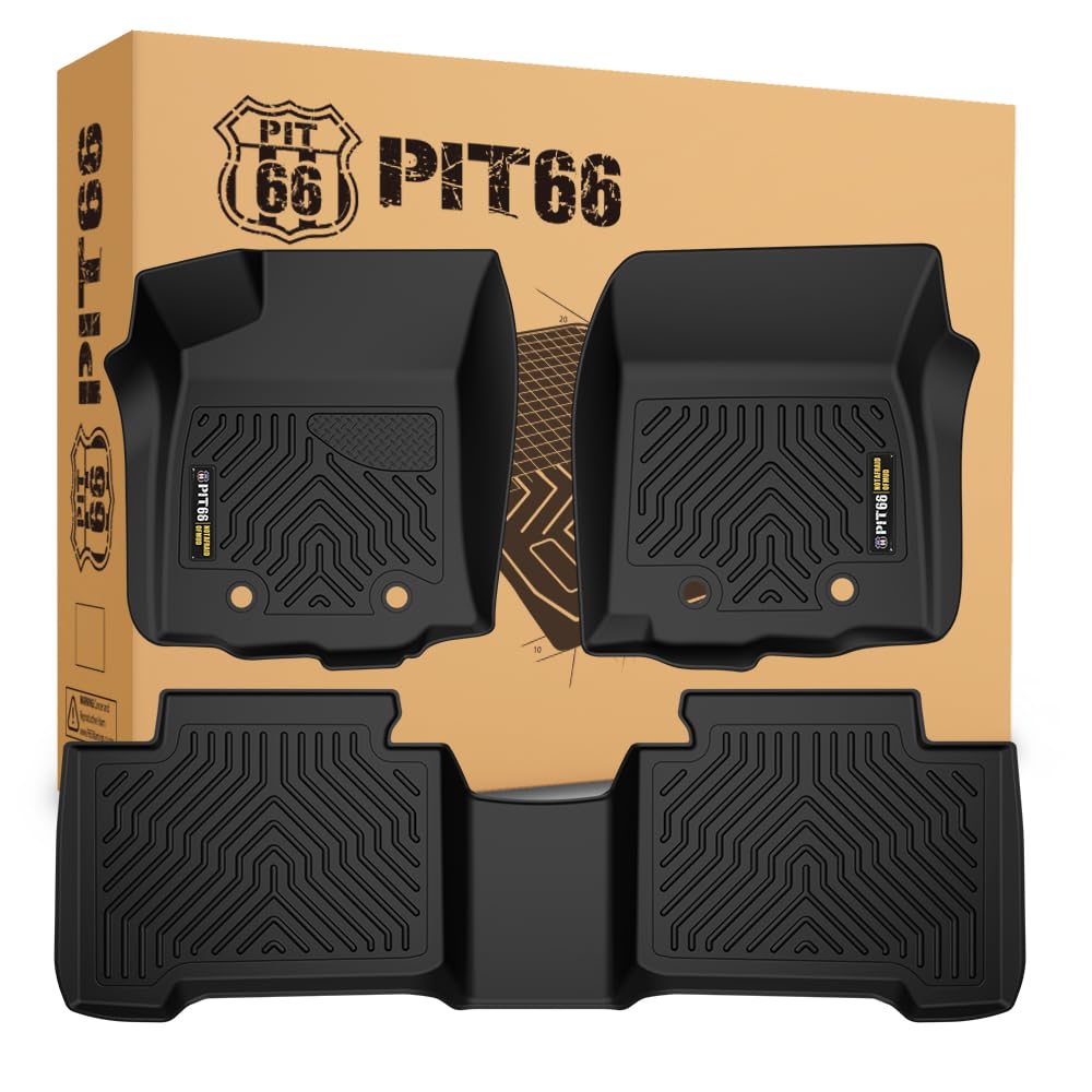 Pit66 Floor Mats Cargo Liners Compatible With Toyota Tacoma Double Cab 2016-2023/Not Fit Manual Transmission, Not Fit Vehicles W