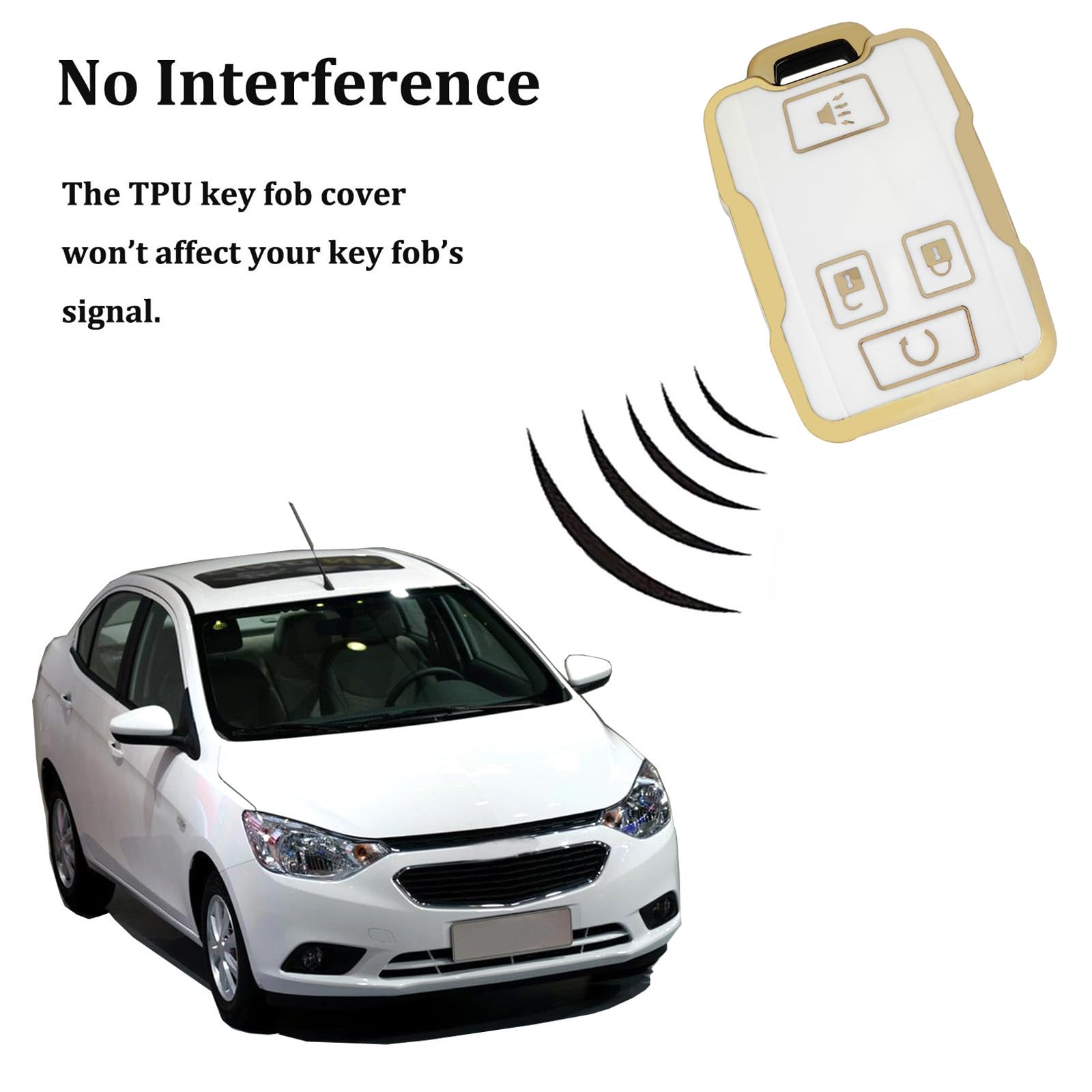 Arruweer Key Fob Cover For Chevy Gmc Soft Tpu Smart Key Case Holder Compatiable With Chevrolet Chevy Silverado Suburban Tahoe Co