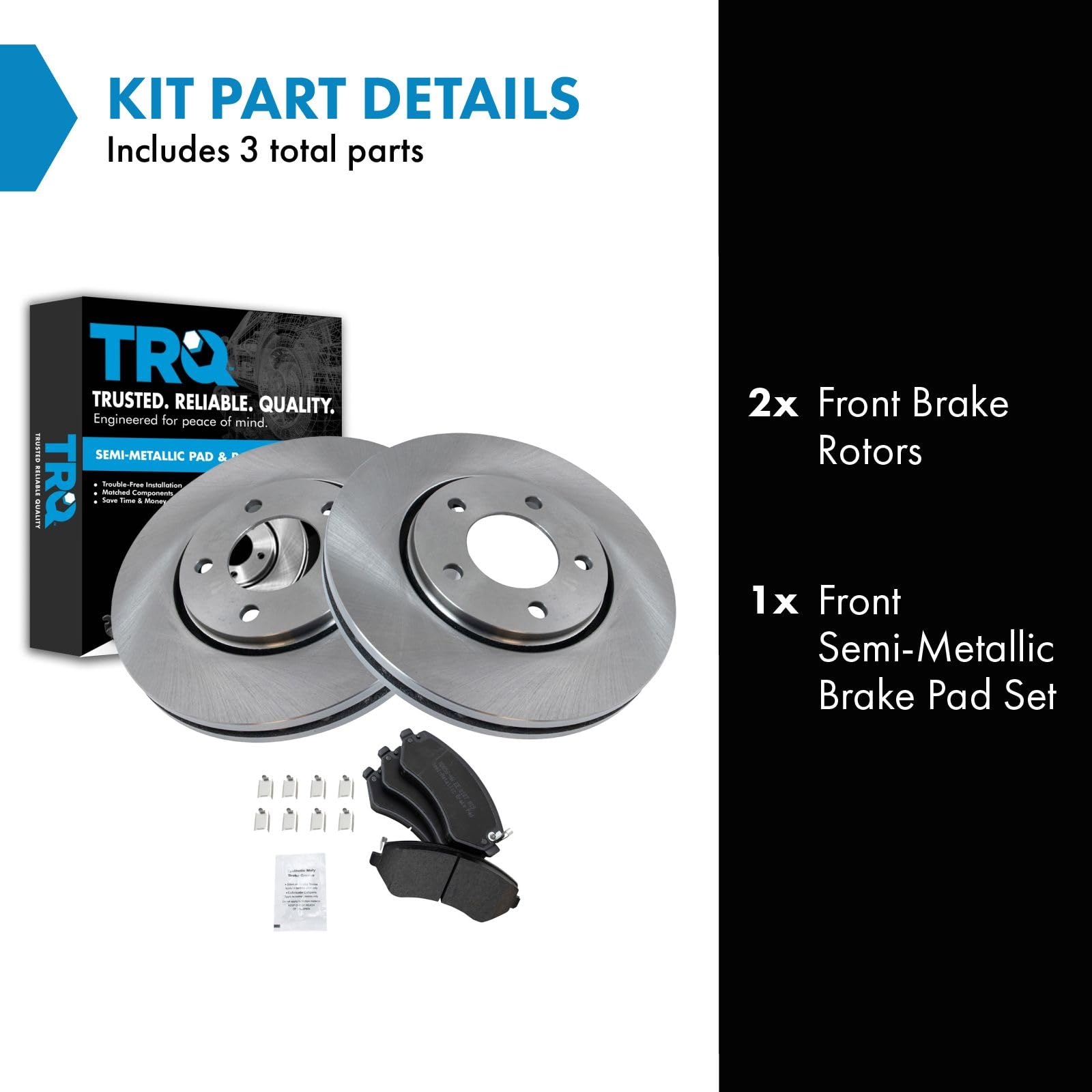 Trq Front Brake Pad & Rotor Kit Semi-Metallic Compatible With 2006 Dodge Grand Caravan