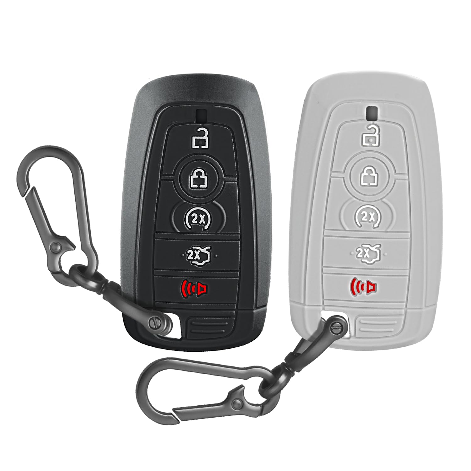 Mild East 2 Pcs Silicone Key Fob Cover For Ford With Keychain, Soft Key Case Shell Full Protection For Explorer Fusion Escape Ed