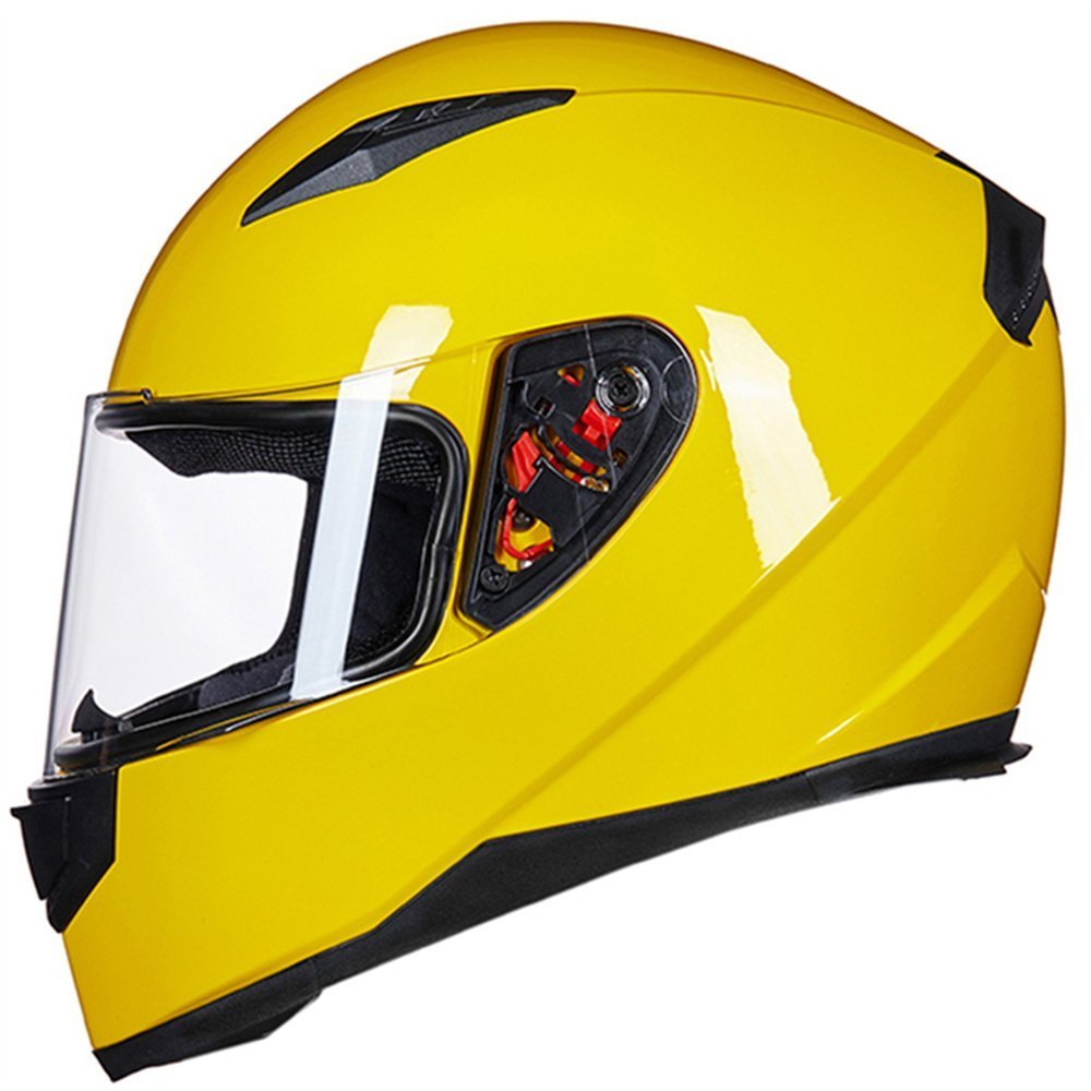Ilm Full Face Motorcycle Street Bike Helmet With Removable Winter Neck Scarf + 2 Visors Dot Model-Jk313 (L, Yellow)