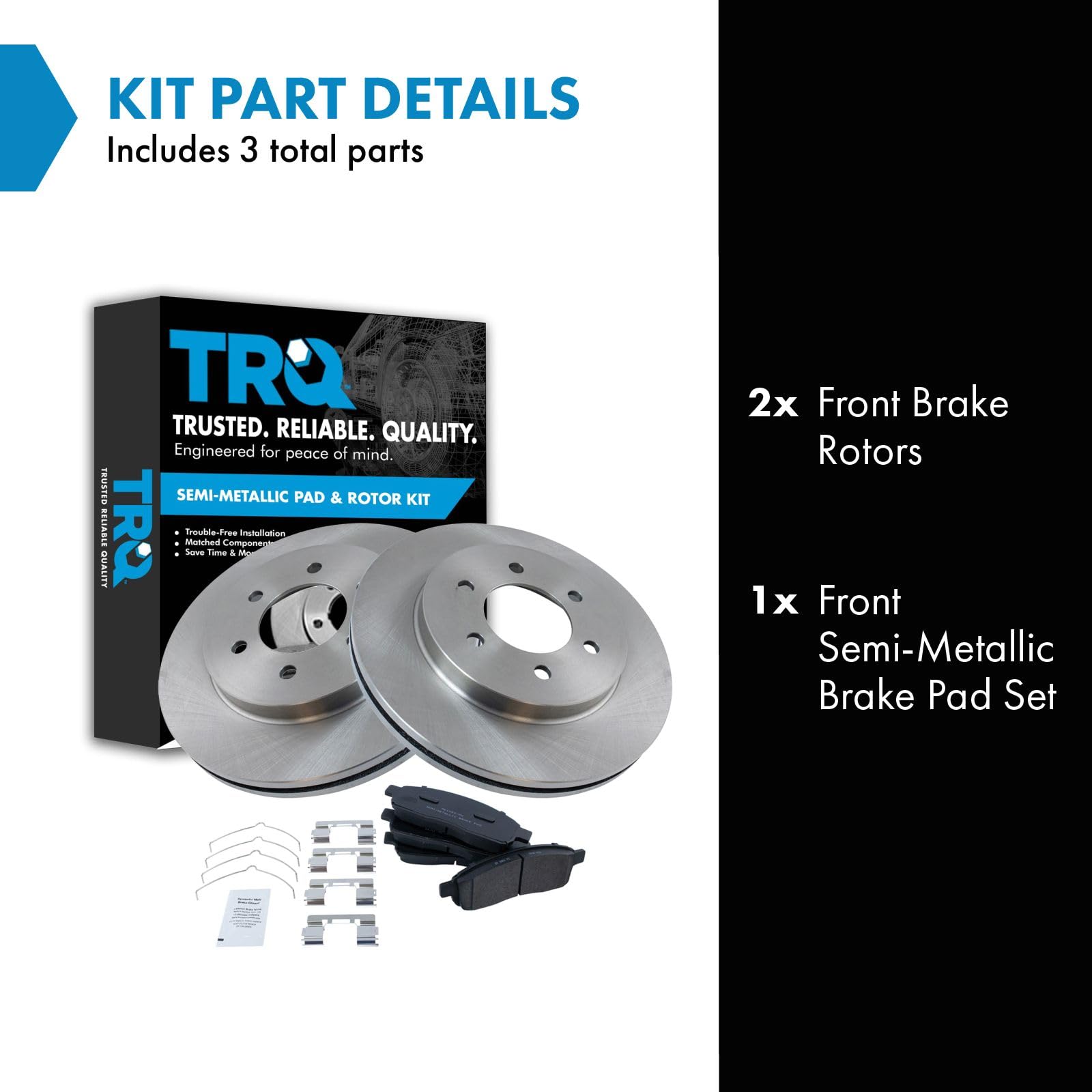 Trq Front Brake Pad & Rotor Kit Semi-Metallic Compatible With 2004-2008 Ford F-150 2006-2008 Lincoln Mark Lt