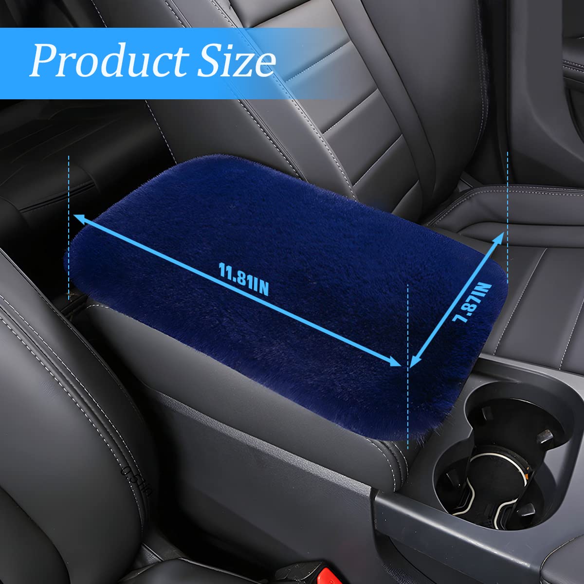 Fluffy Car Armrest Cover, Universal Car Center Console Pad, Car Armrest Seat Box Cover Decor Accessories For Women Men, Armrest Seat Box Cover Protector For Most Vehicle, Suv, Truck, Car (Blue)