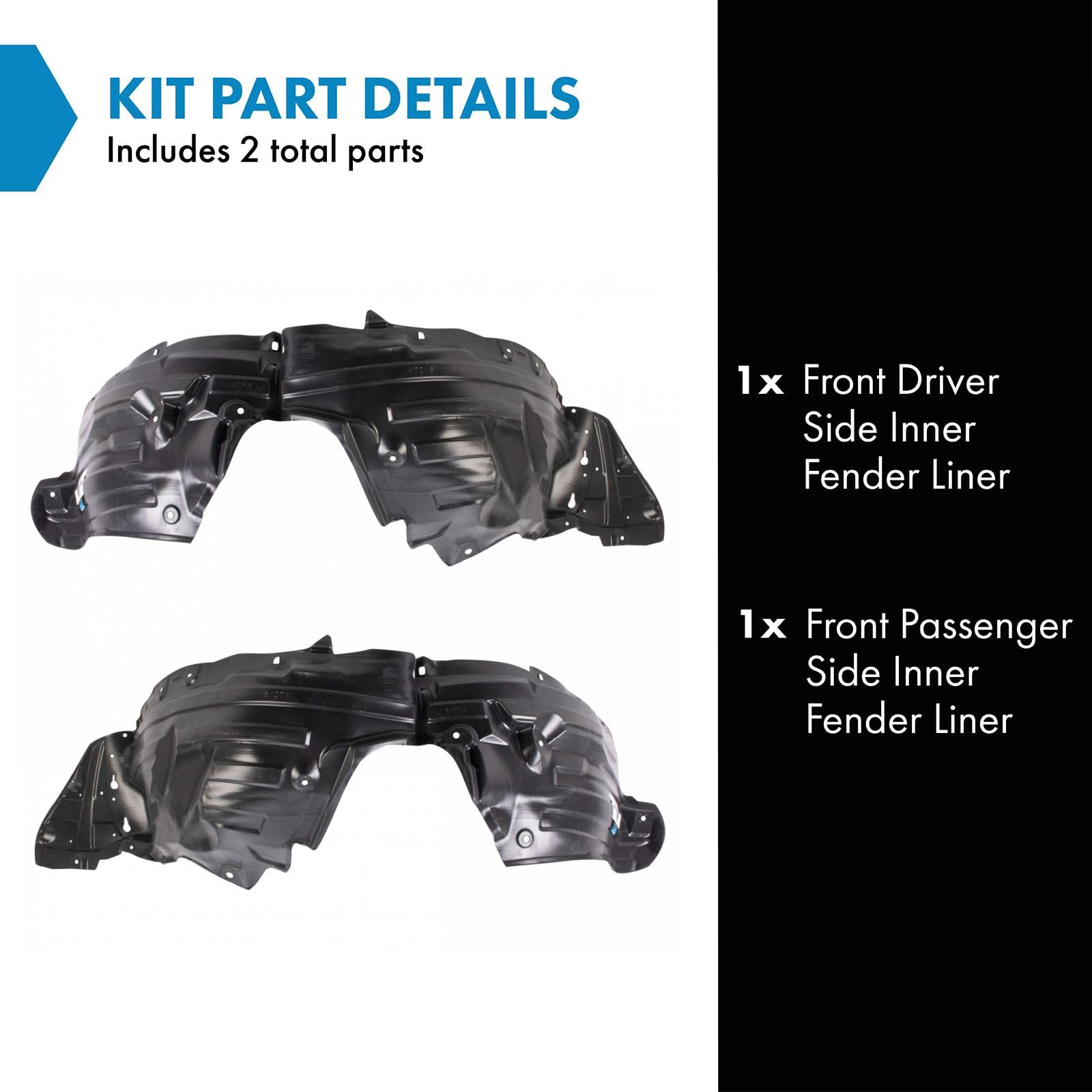 Trq Front Inner Fender Liner Set Compatible With 2013-2016 Mazda Cx-5 Ma1248142 Ma1249142