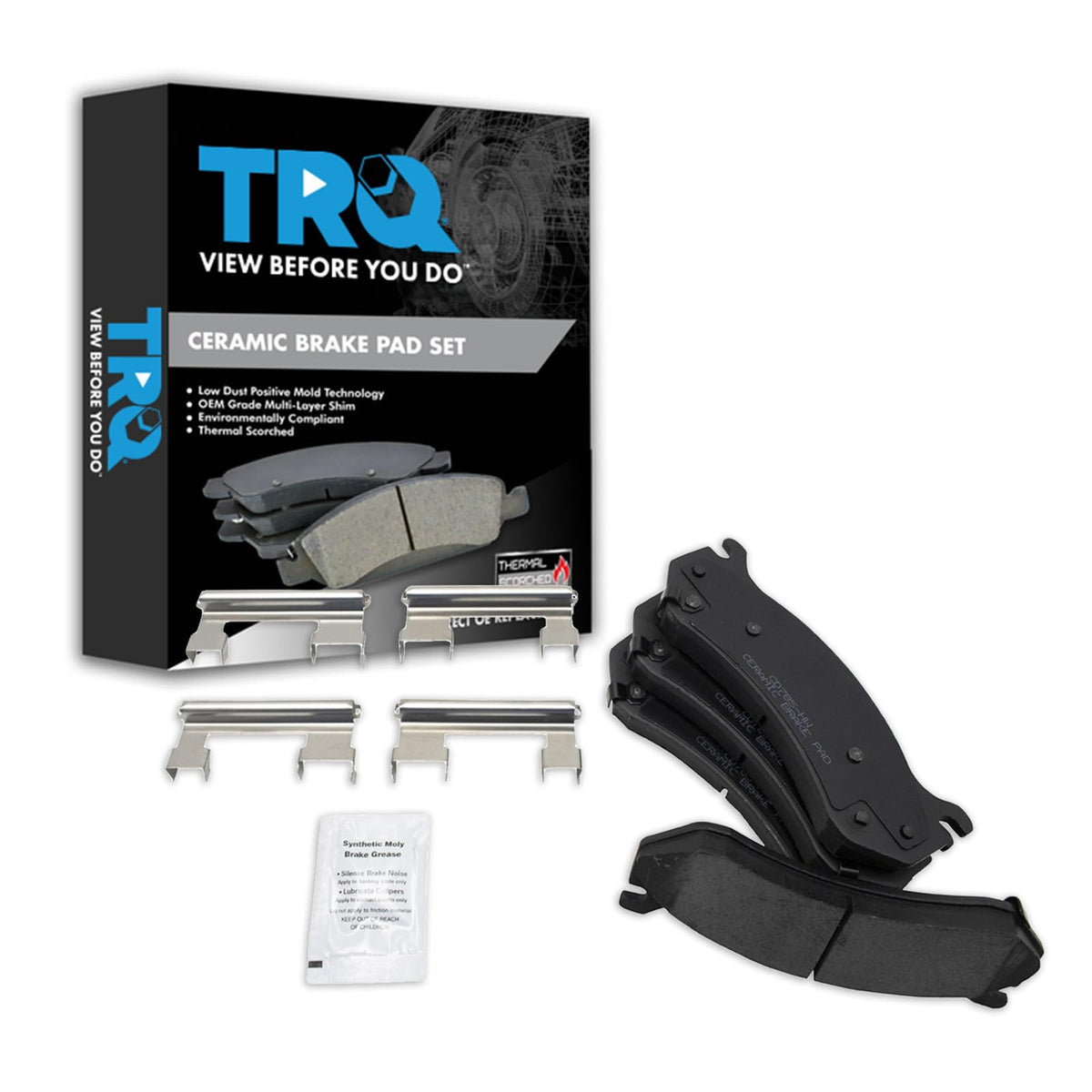 TRQ Premium Posi Ceramic Disc Brake Pad Kit for Chevy Cadillac GMC Truck