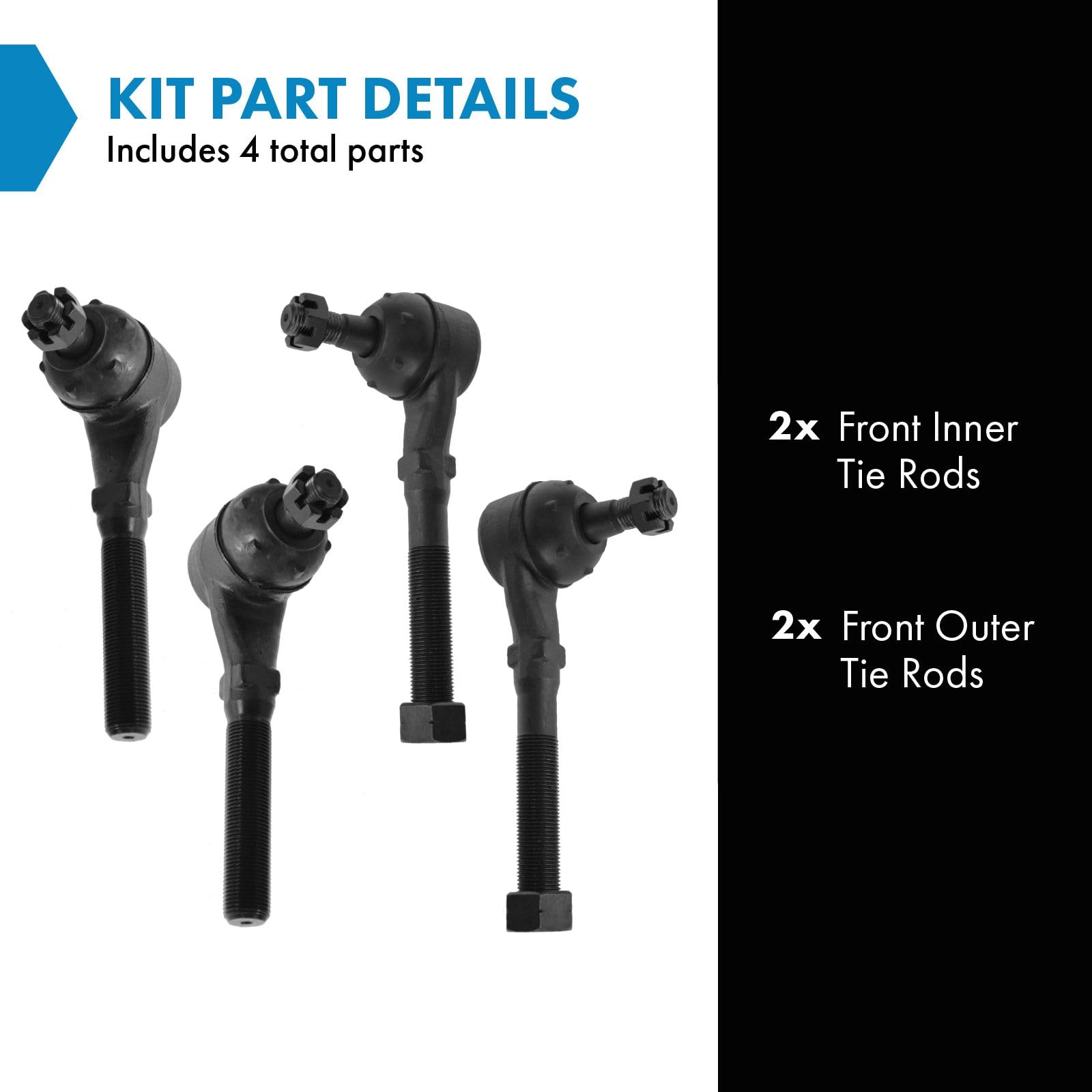 Trq Front Tie Rod Set Compatible With 1997-2002 Ford Expedition 1997-2003 F-150 2004 F-150 Heritage 1997-1999 F-250 1998-2002 Li