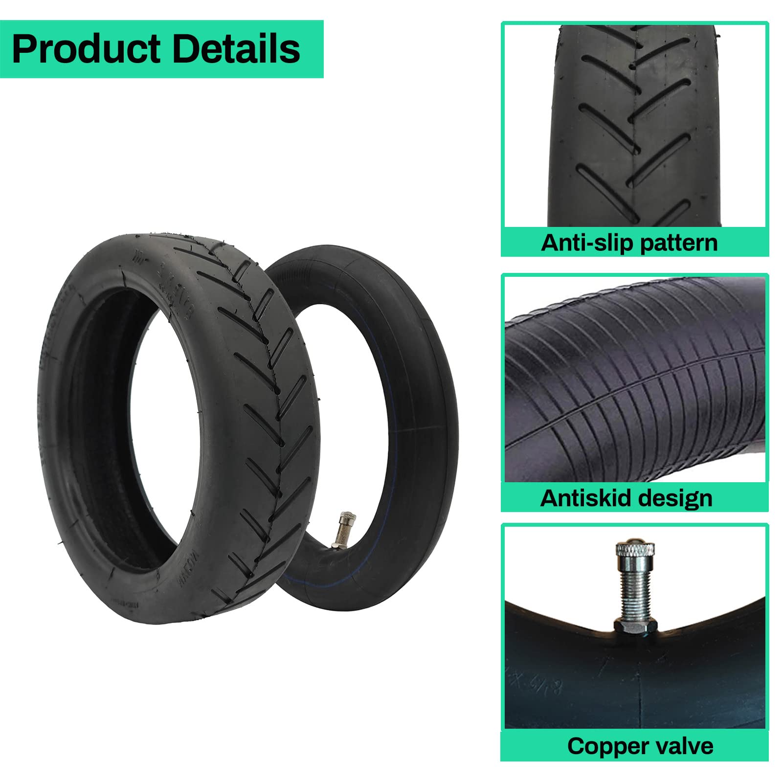 Esckw 8.5 Inch Tire Tube Compatible For Xiaomi M365 Pro/Gotrax Gxl V2 Electric Scooter 50/75-6.1 Tire Replacement 8.5 Air Filled Tire 8 1/2 X2 Scooter Inner Tube Tires