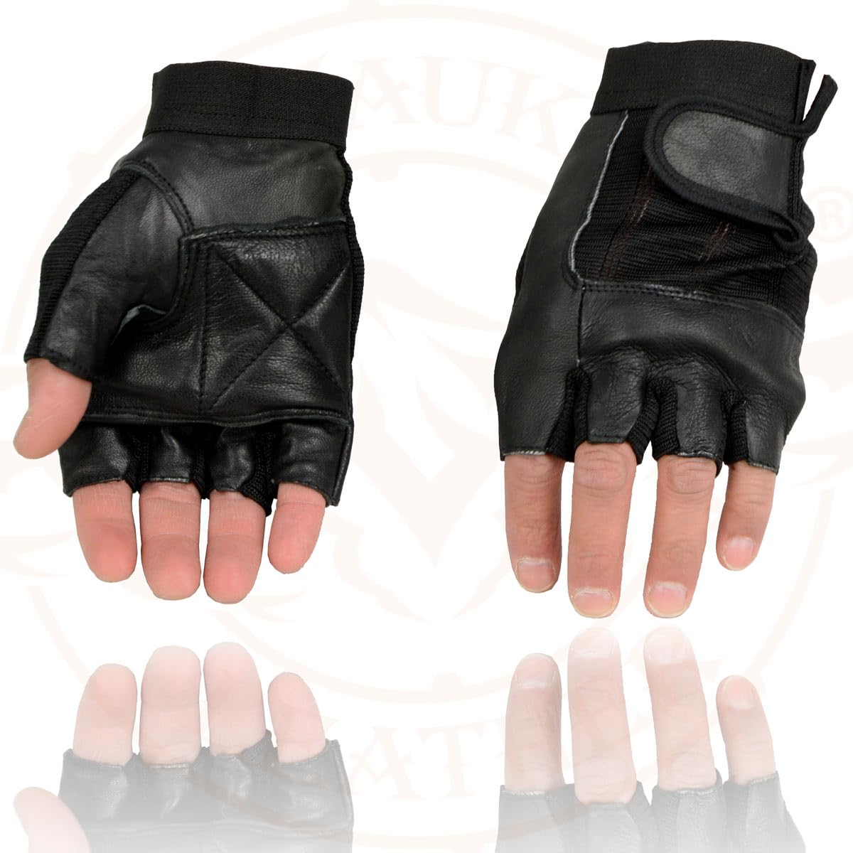 Milwaukee Leather Sh217 Men'S Black Leather Gel Padded Palm Fingerless Motorcycle Hand Gloves W/Breathable Mesh Material - X-Sma