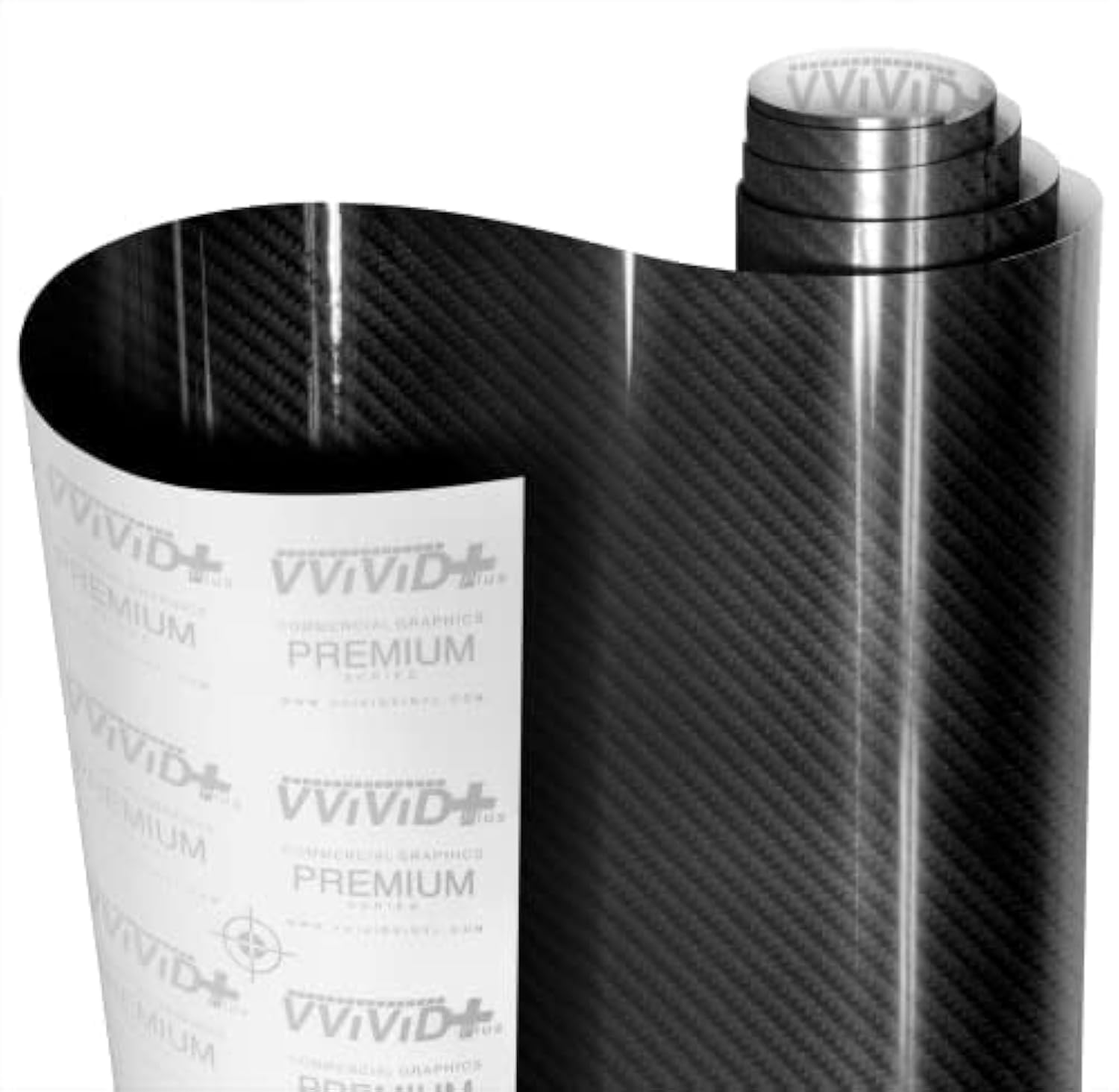 Vvivid High Gloss Black Carbon Fiber 3-Layer 3D Realistic Carbon Fiber Look Cast Vinyl Wrap (1/2Ft X 5Ft)