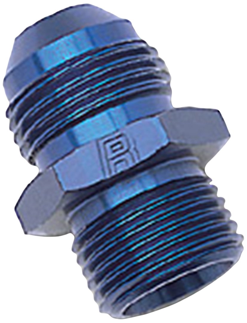 Edelbrock 670510 Blue Anodized Aluminum -6An Flare To 12Mm Metric Adapter