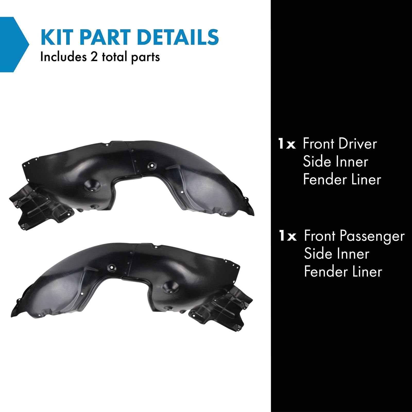 Trq Front Inner Fender Liner Set Compatible With 2017 Genesis G80 2015-2016 Hyundai Hy1248175 Hy1249175