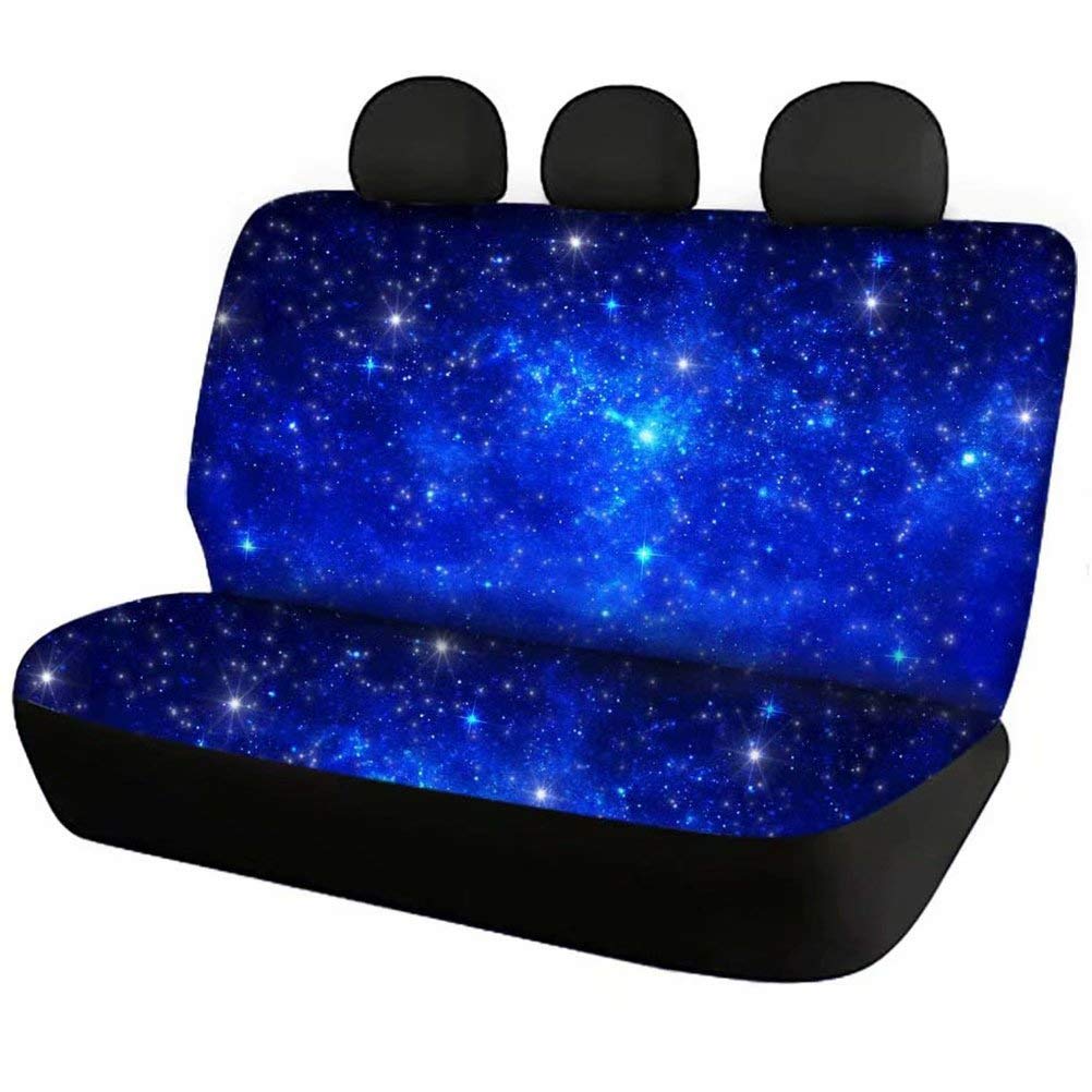 TSVAGA Bright Blue Galaxy Universe Car Seat Cover Full Set Universal Fit Auto Seats Protector Covers Elastic Spandex Material Su