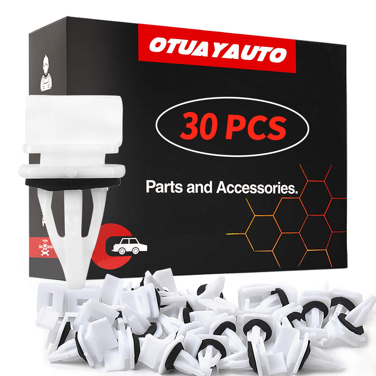 Otuayauto 30Pcs Rocker Panel Moulding Clips - Replacement For Honda Accord 90-07, Civic 92-00, Element 03-11, Acura Tl 95-08 91513-Sm4-000 91513Sm4000