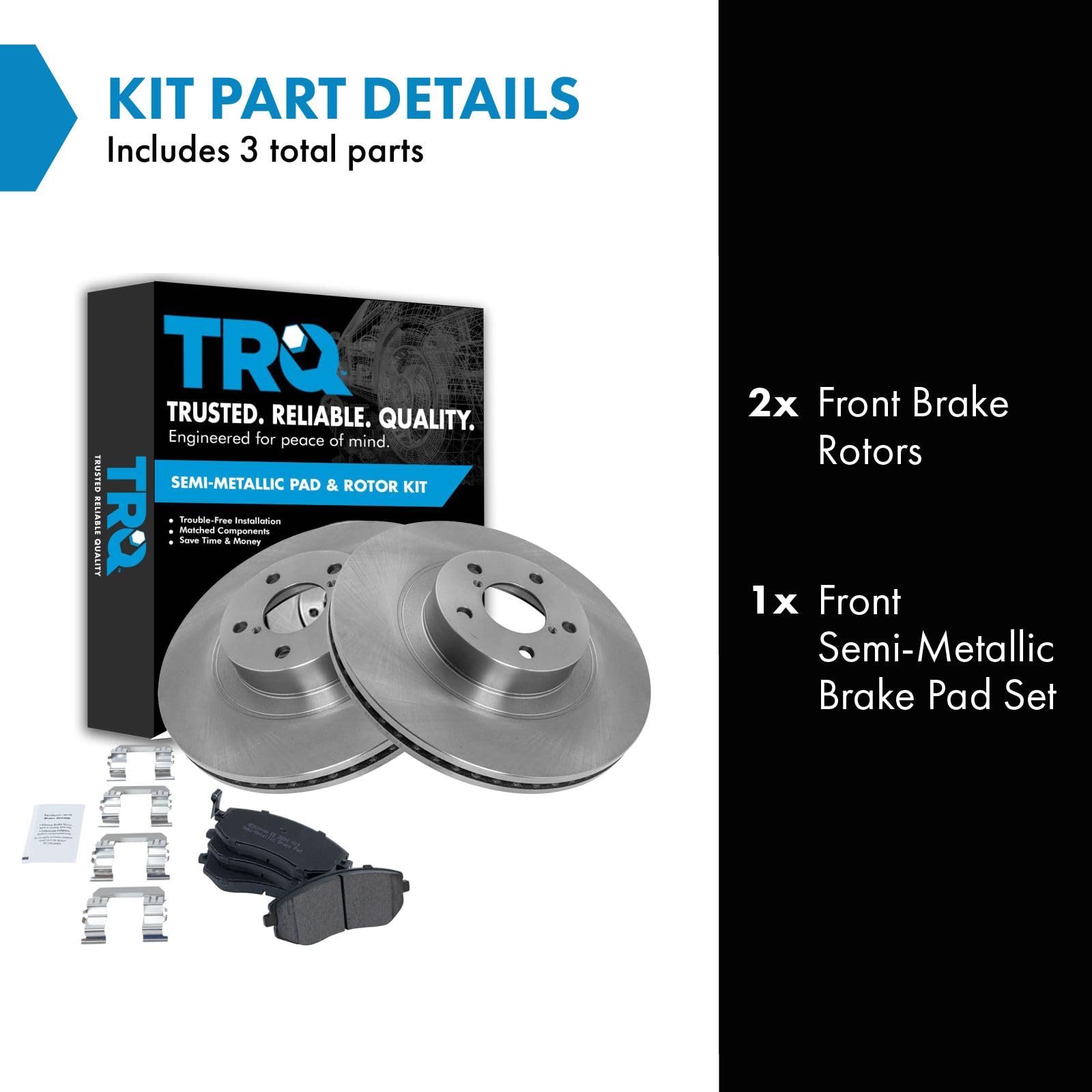 Trq Front Brake Pad & Rotor Kit Brake Pads Brake Rotor Semi-Metallic Compatible With 2004-2006 Subaru Baja 2009-2010 Forester 20