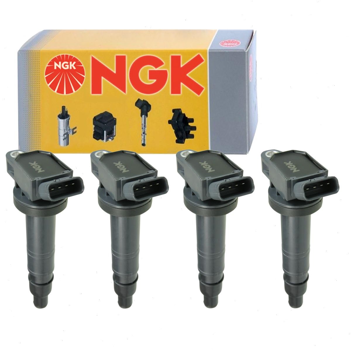4 pc NGK Ignition Coils compatible with Toyota Tacoma 2.7L L4 2005-2019