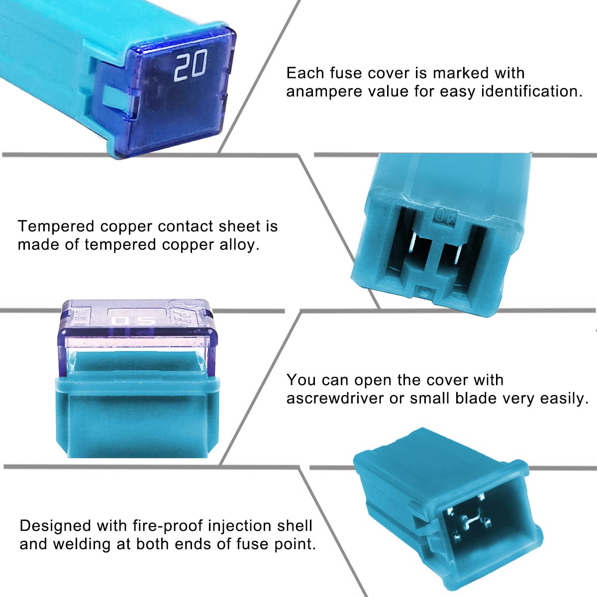 6 Pieces Tall Standard Fuses 20 Amp Jcase Box Shaped Fuse Compatible For Ford Chevy Gm Nissan Toyota Pickup Trucks Cars Suv