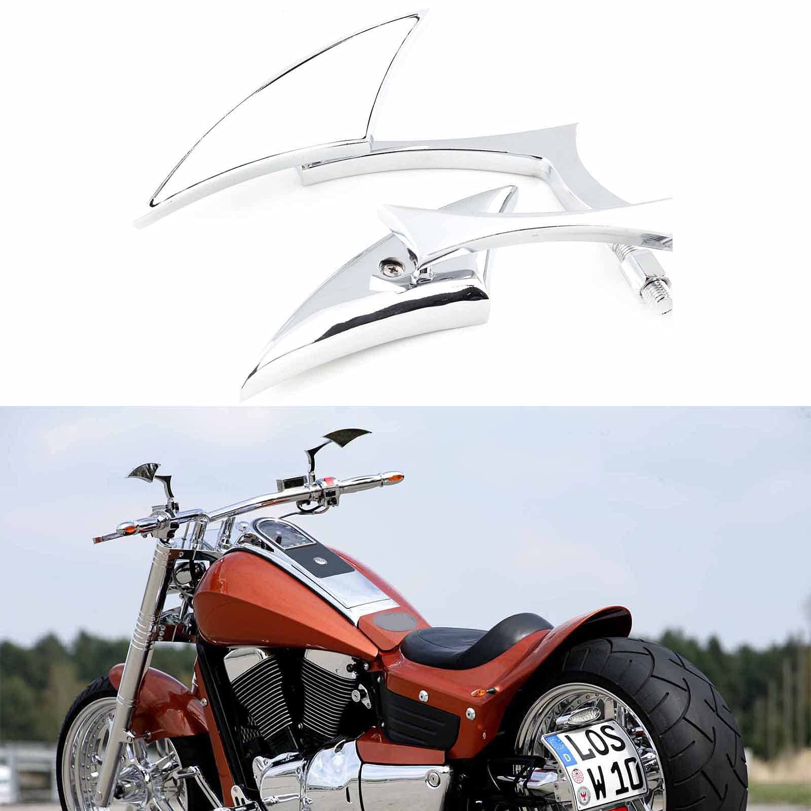 Chrome Motorcycle Blade Rear View Mirrors For Harley Cruiser Bobber Chopper (Chrome-Harley)
