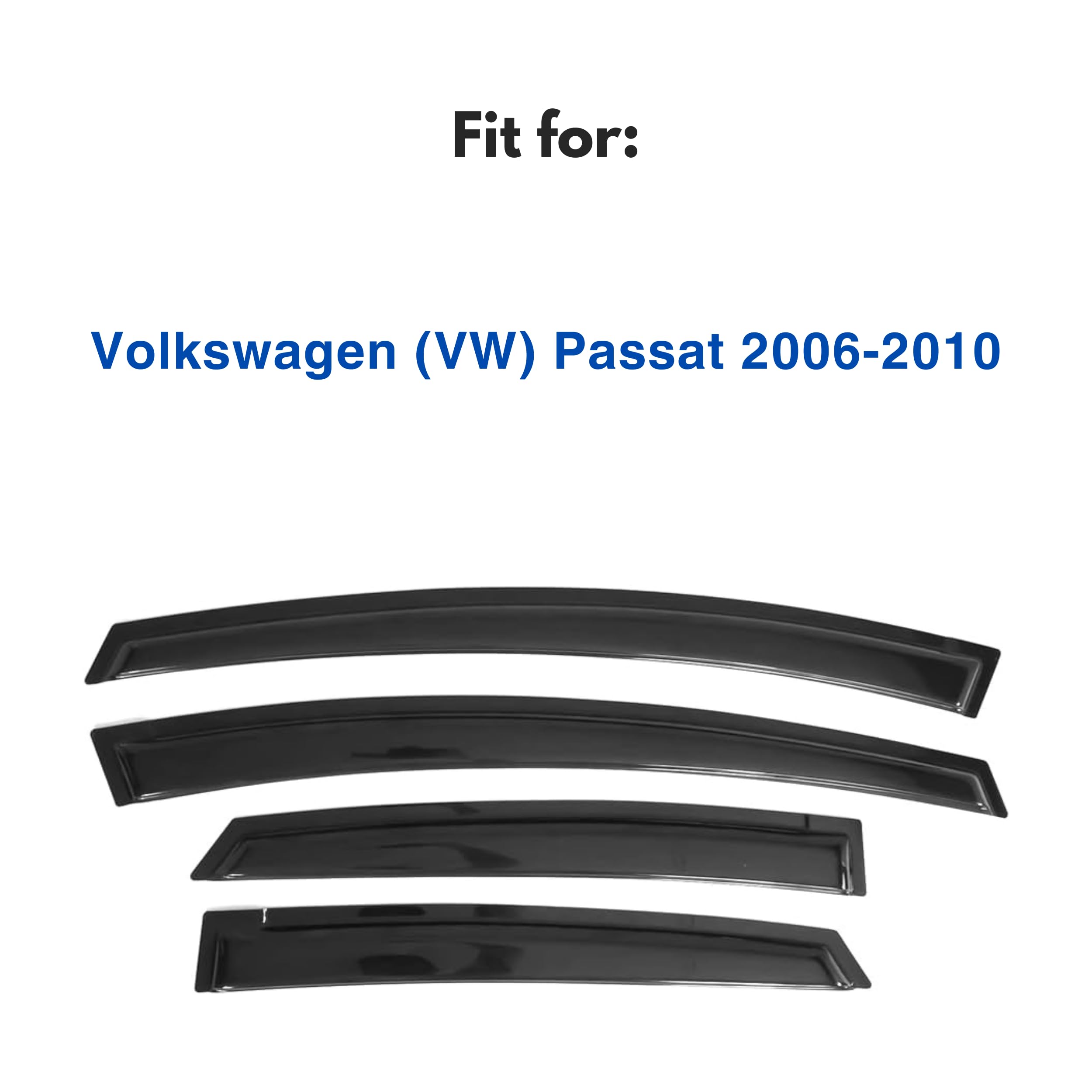 Ig Window Visor For Volkswagen (Vw) Passat Volkswagen (Vw) Passat 2006-2010, Rain Guard Tape-On Extra Durable Wind Sun Side Vent
