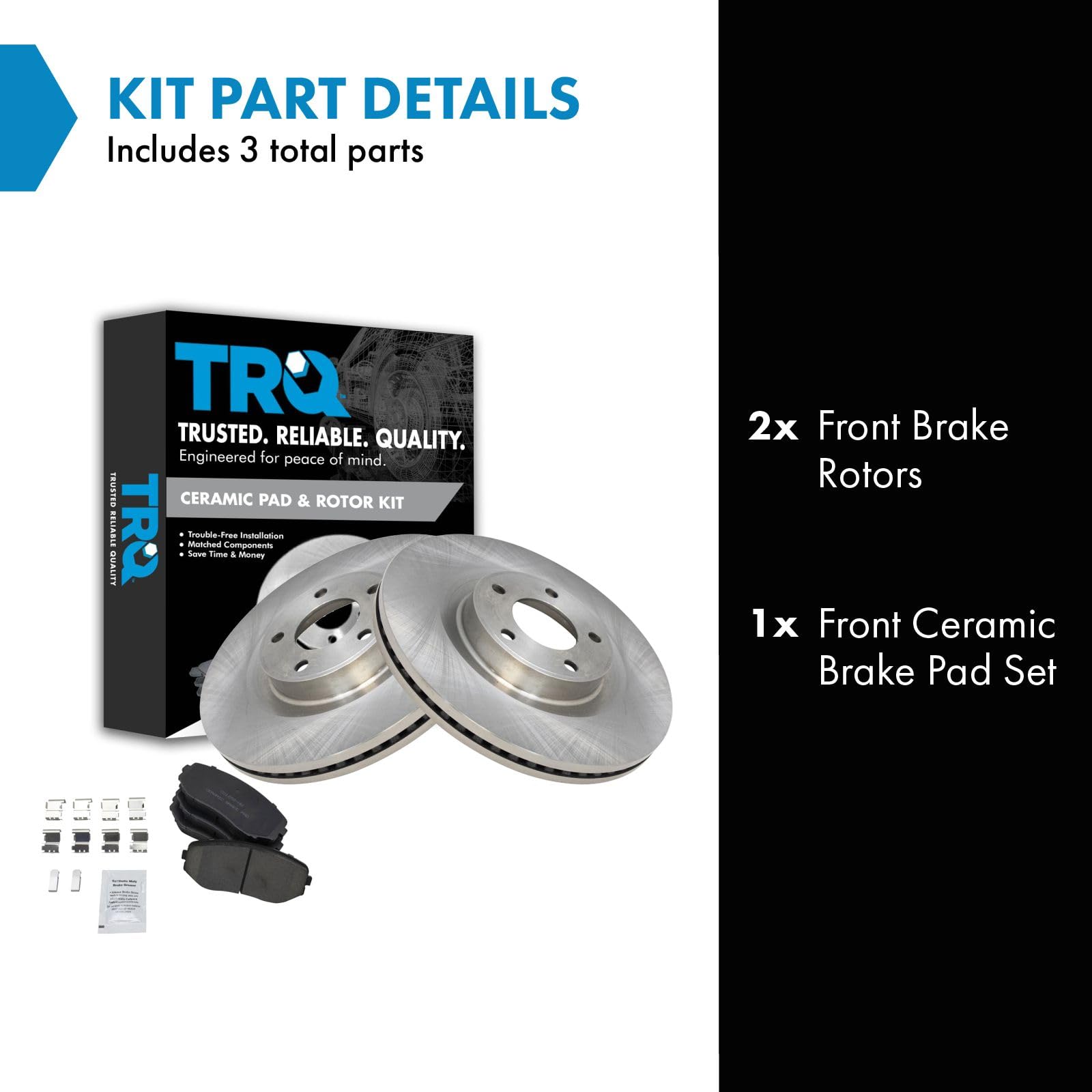 Trq Front Ceramic Brake Pad & 2 Rotor Kit For 07-12 Ford Edge Lincoln Mkx