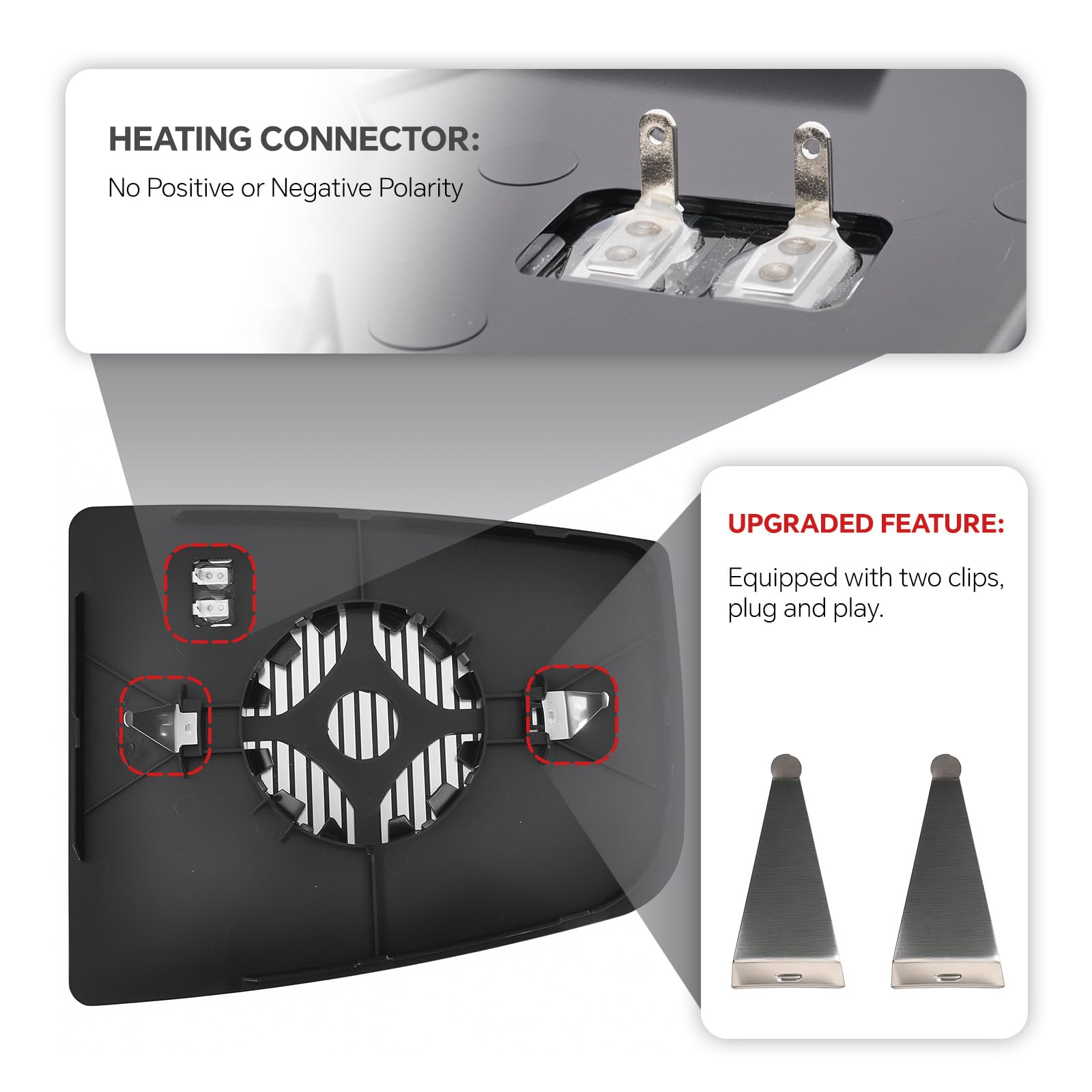 Top-Max Driver Left Side Upper Rearview Convex Heated Mirror Glass With Rear Holder Fit Ford Transit 150 250 350 From 2015 To 20