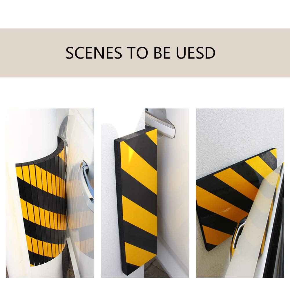 Guequitlex Garage Wall Protector Foam Wall Column Guard For Parking Garages - Reflective Wall Edge Protector - 4 Pack Pole Guard - Wall Edge And Bumpers Guards