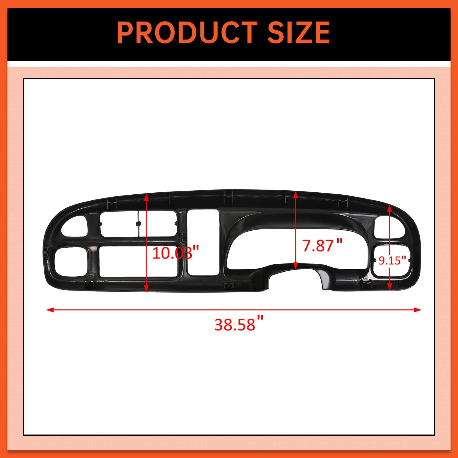 Ecotric Dash Board Bezel Cover Compatible With 1998-2002 Dodge Ram 1500 2500 3500 Truck Replace For 68042746Ac, 5Gk51Dx9Aa, 5Eu1