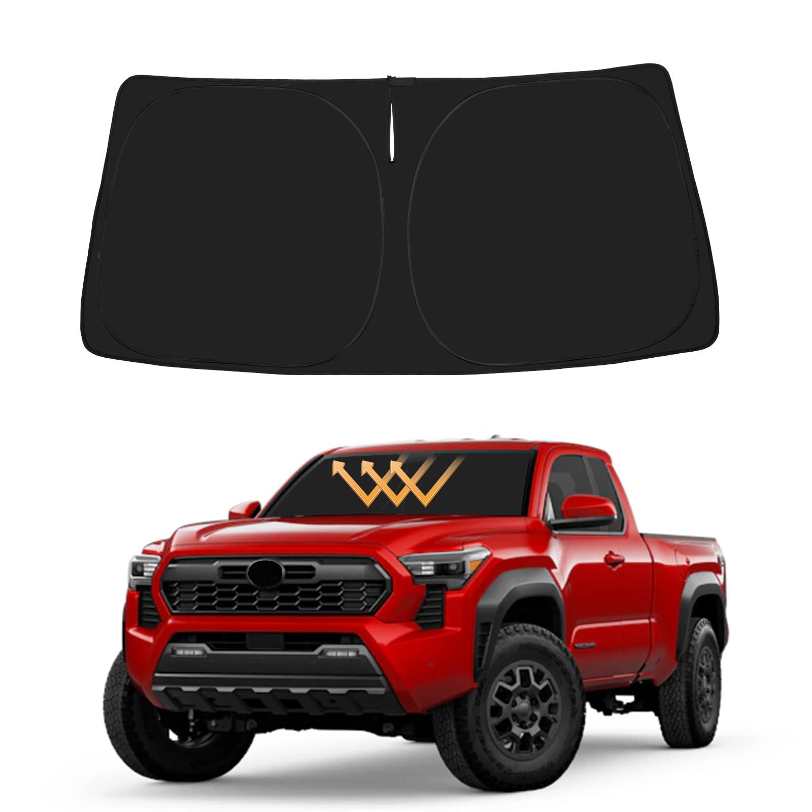 Proadsy 2025 Upgrade Windshield Sunshade Custom Fit 2024 2025 Toyota Tacoma 2Dr 4Dr Pickup Reflective Heat Sun Uv Protector Fold