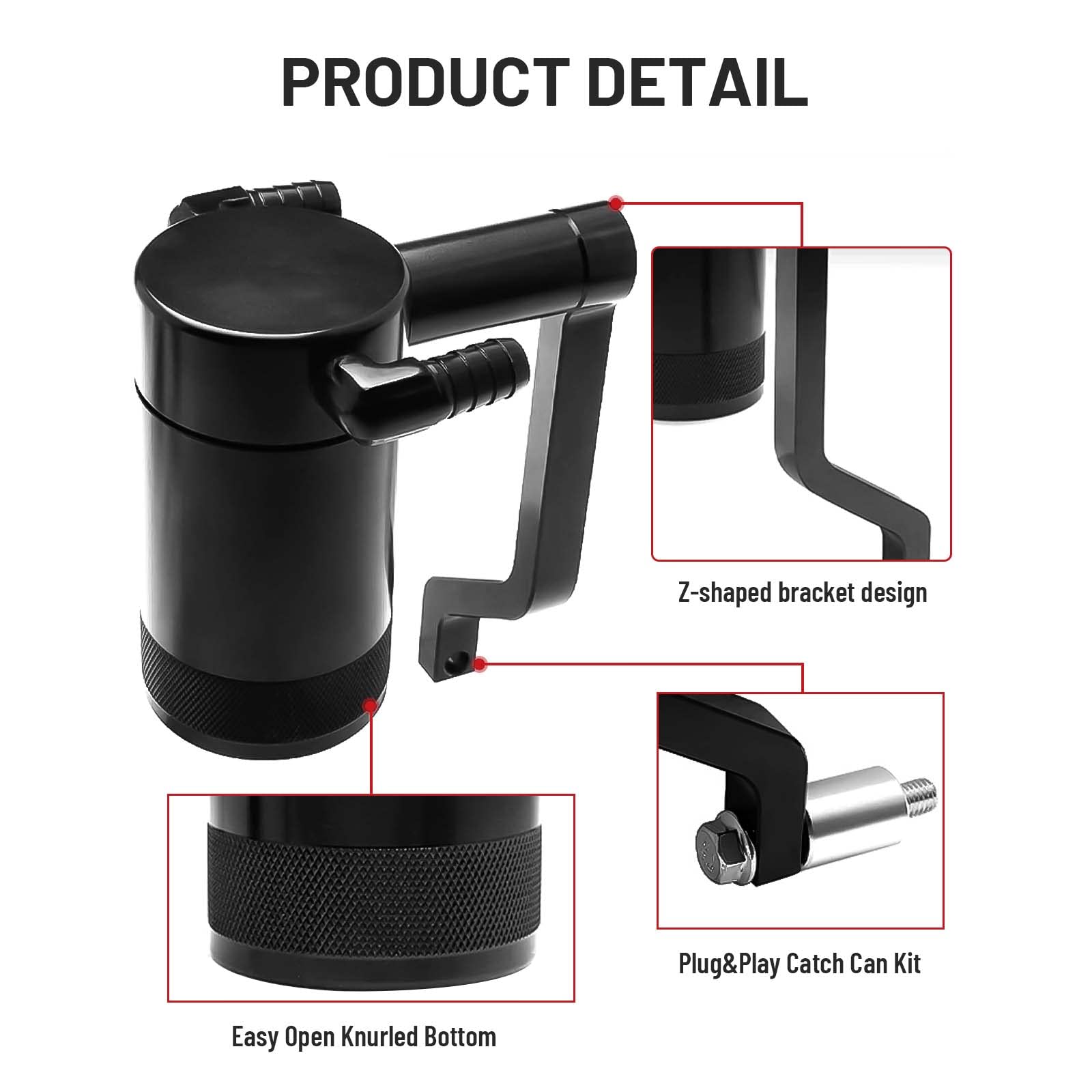 6.4L Billet Oil Catch Can Kit W/ New 5.7 Hemi Z-Bracket Technology Compatible With 2011-2021 Dodge Charger Challenger Chrysler 300 Air Oil Separator,Red