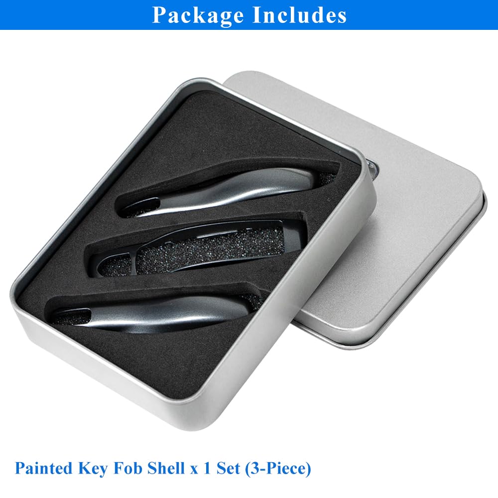 Aerobon 3-Piece Painted Key Cover Key Fob Shell Compatible With Porsche Key Shell Replacement (Mk1, Agate Grey)