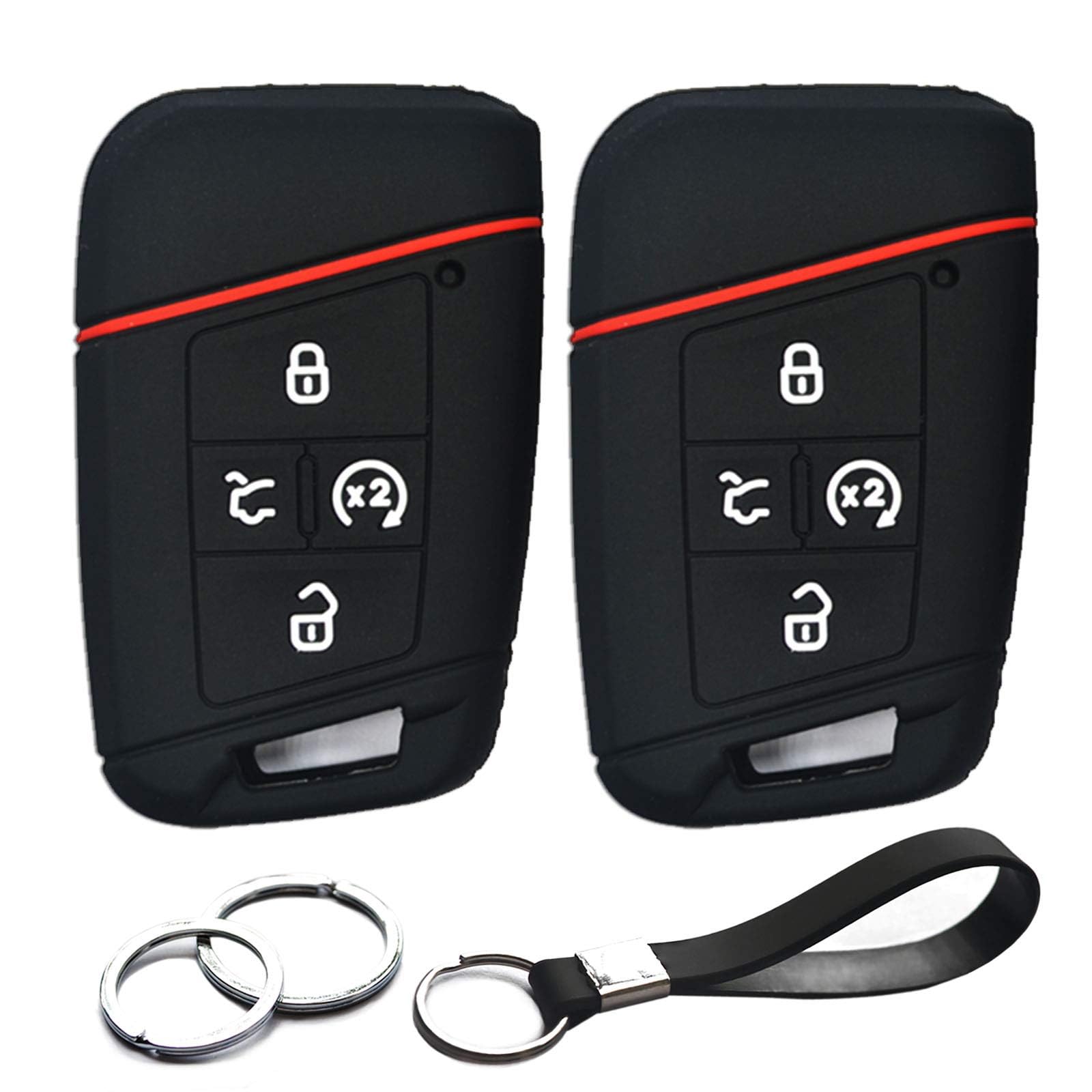 INFIPAR 2pcs Compatible with Volkswagen VW Jetta Atlas Passat Tiguan Arteon Taos Golf Alltrack Black Key Fob Cover Case Key Chai