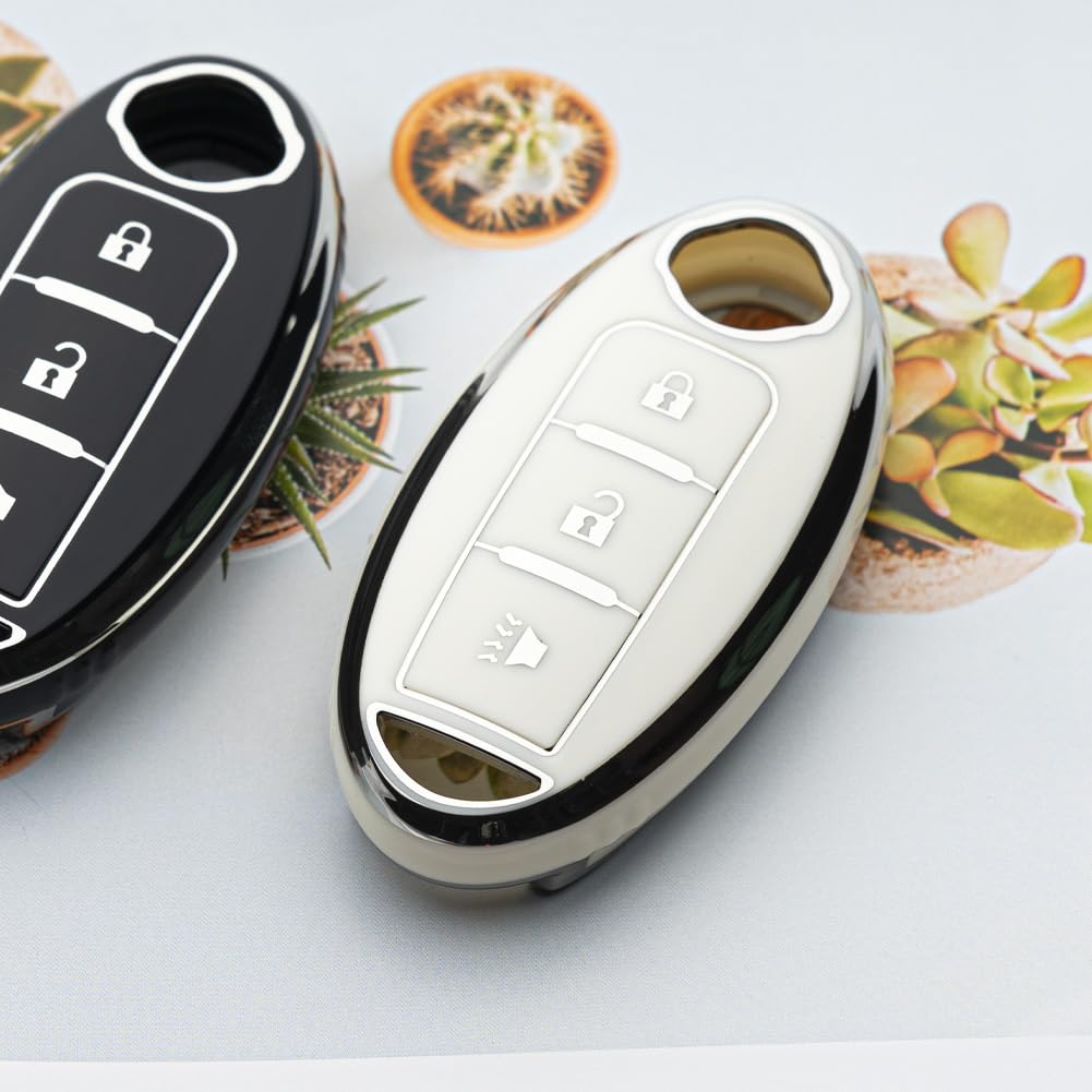 Tautrophen Key Fob Cover Fit For Nissan Infiniti Rogue Pathfinder Armada Murano Kicks Frontier Titan 3 Buttons Smart Key