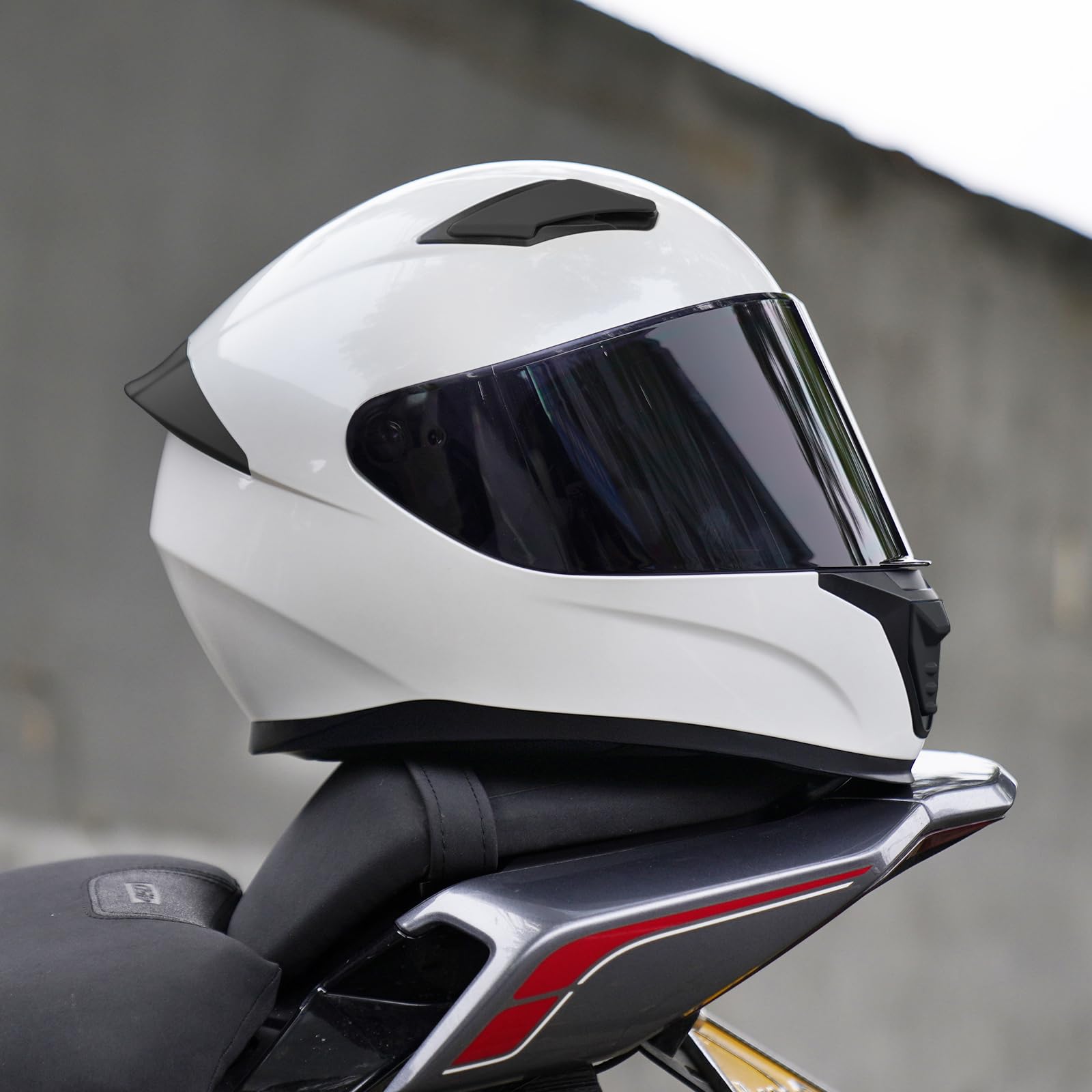 Jqf Gear Full Face Motorcycle Helmet Ws-607 Dot Approved Motorbike Racing Street Bike Helmets For Adults With Visor (Gloss White