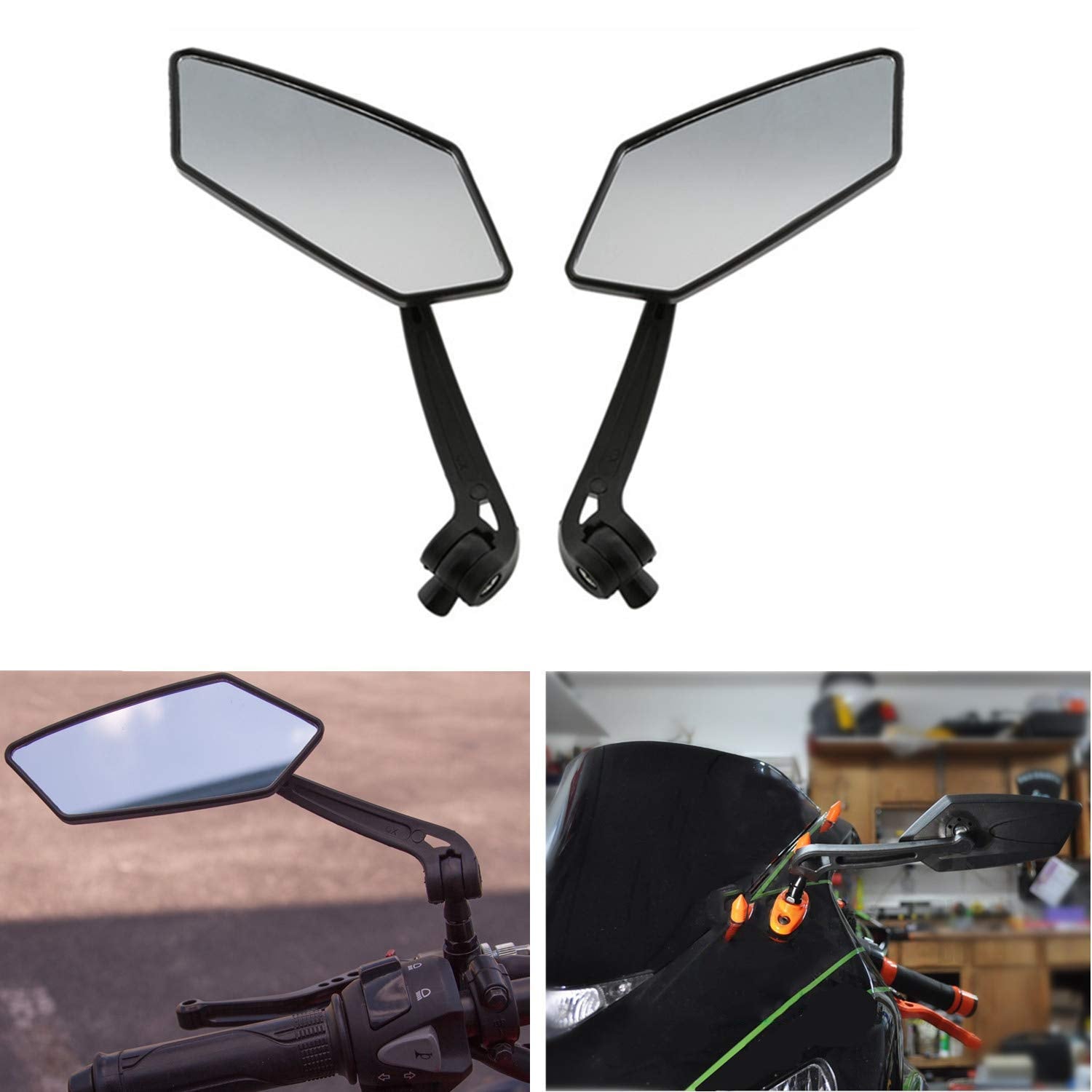 Osan Custom Universal Motorcycle Rearview Side Mirrors For Sports Bike Choppers Cruiser