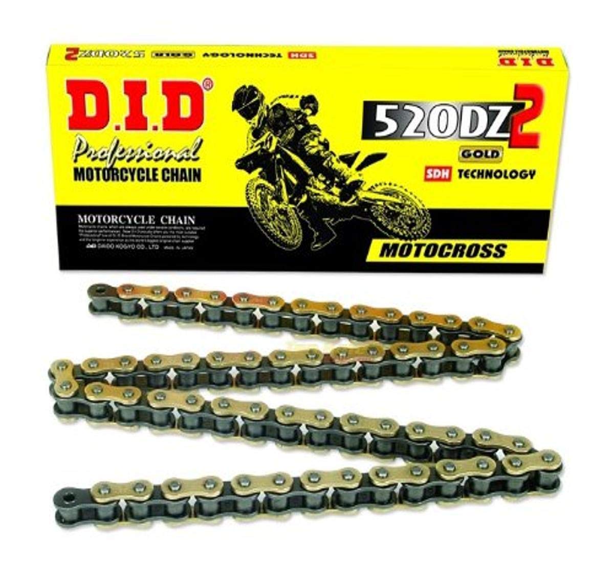 DID (520DZ-122) Gold 122 Link High Performance DZ2 Series Non-O-Ring Chain with Connecting Link