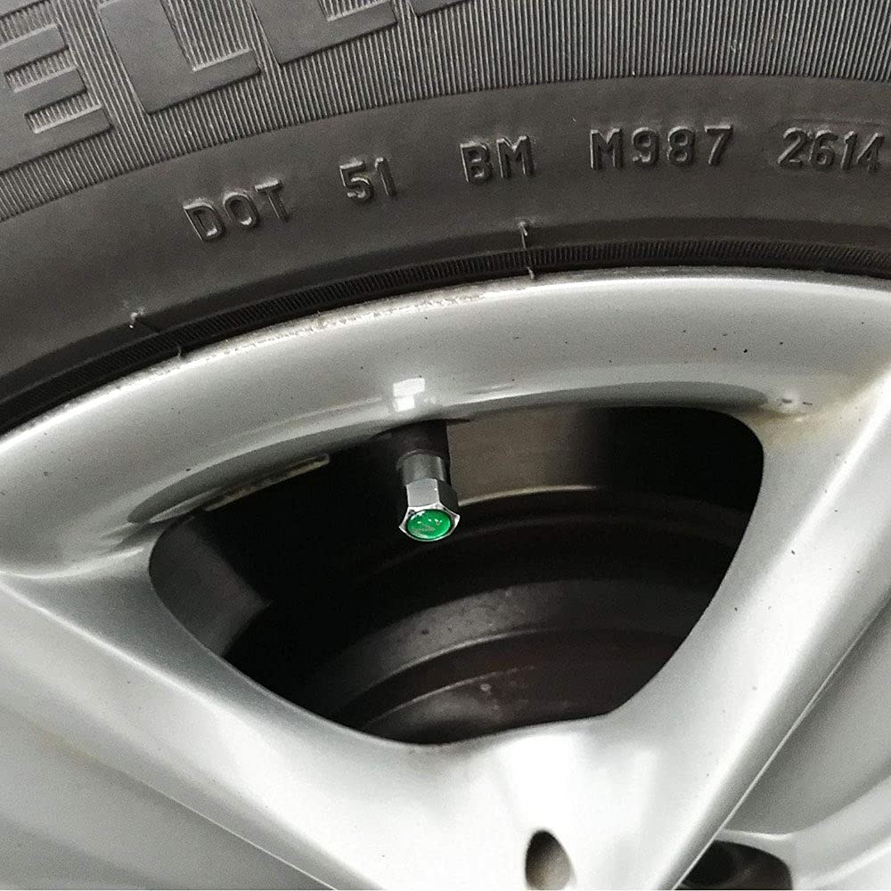 8 Pcs Nitrogen N2 Green Copper Tire Stem Valve Caps Tire Wheel Rim Proof Covers With Logo Auto Accessories Silver