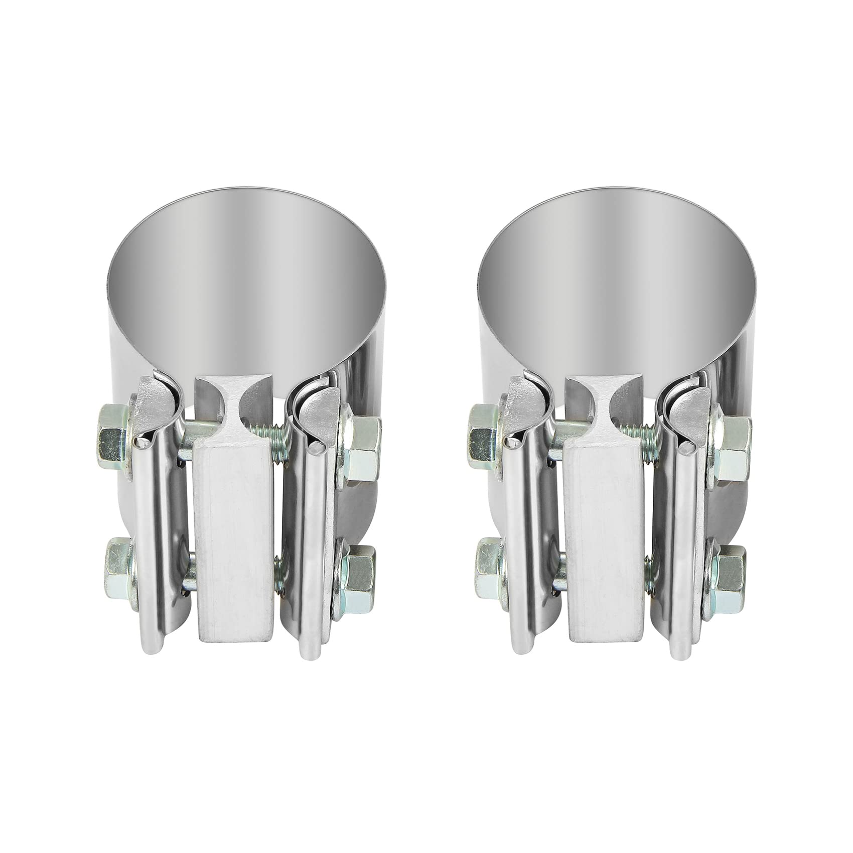 2.5 Inch 2 1/2 Butt Joint Exhaust Band Clamp Sleeve Stainless Steel Sleeve Coupler 2pcs