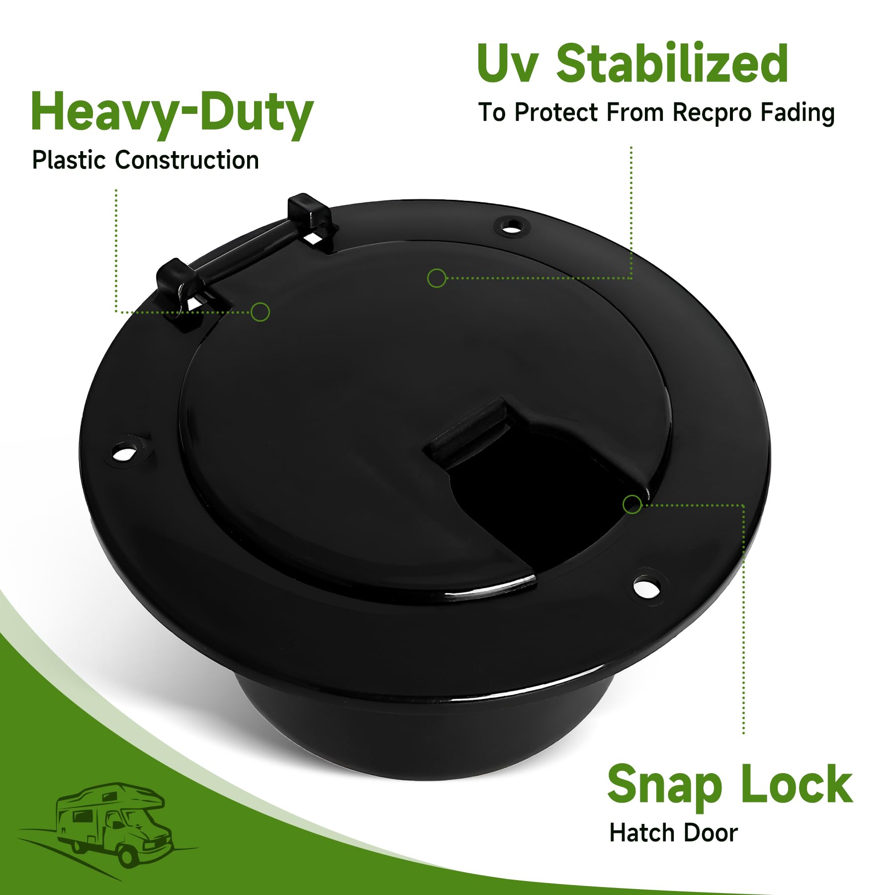 Porscan RV 5 Inch Round Electric Cable Hatch for 30 and 50 Amp Cords, RV Power Cord Cable Hatch Cover Compatible with Coleman Ja